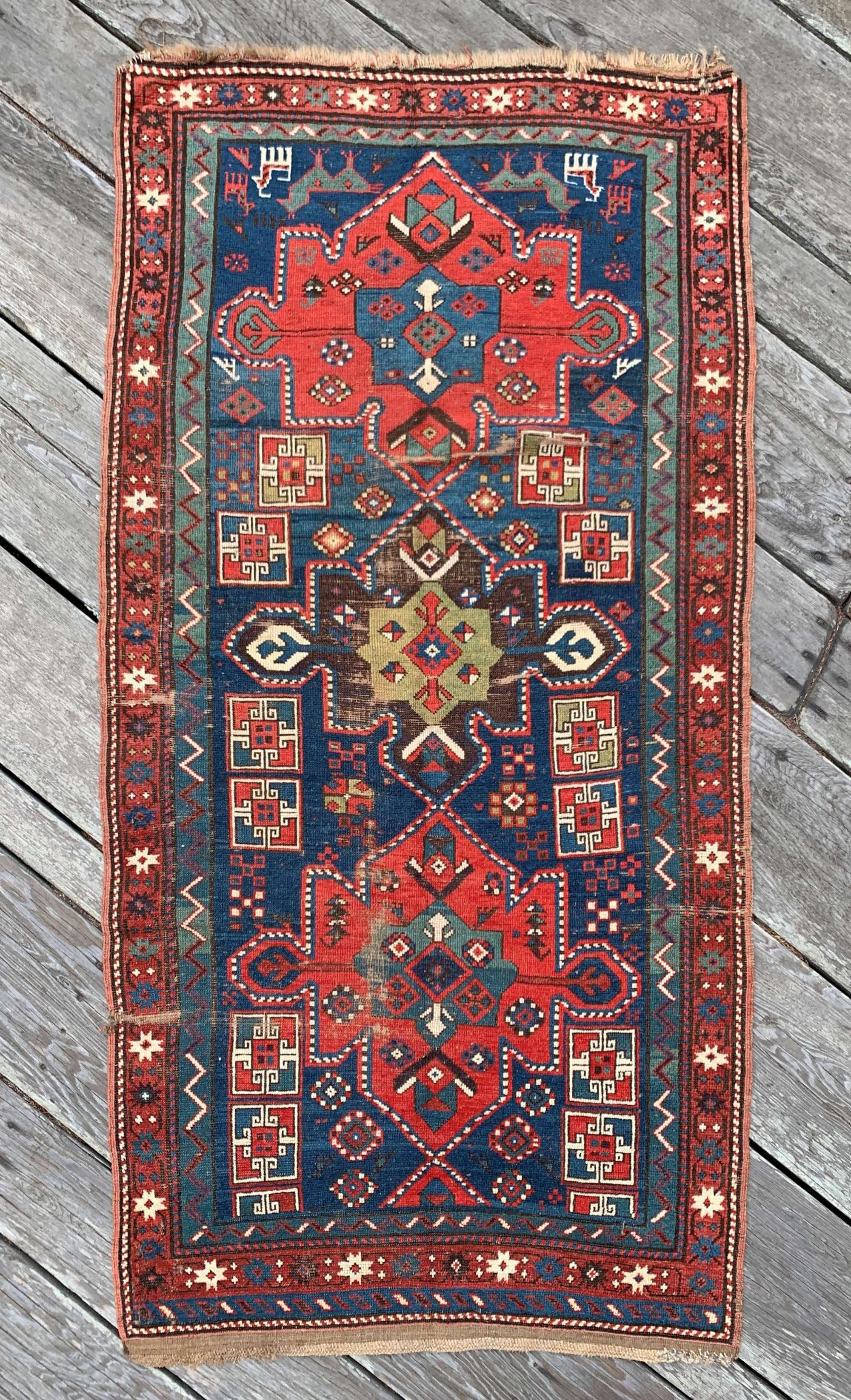 antique caucasian karabagh kazak rug