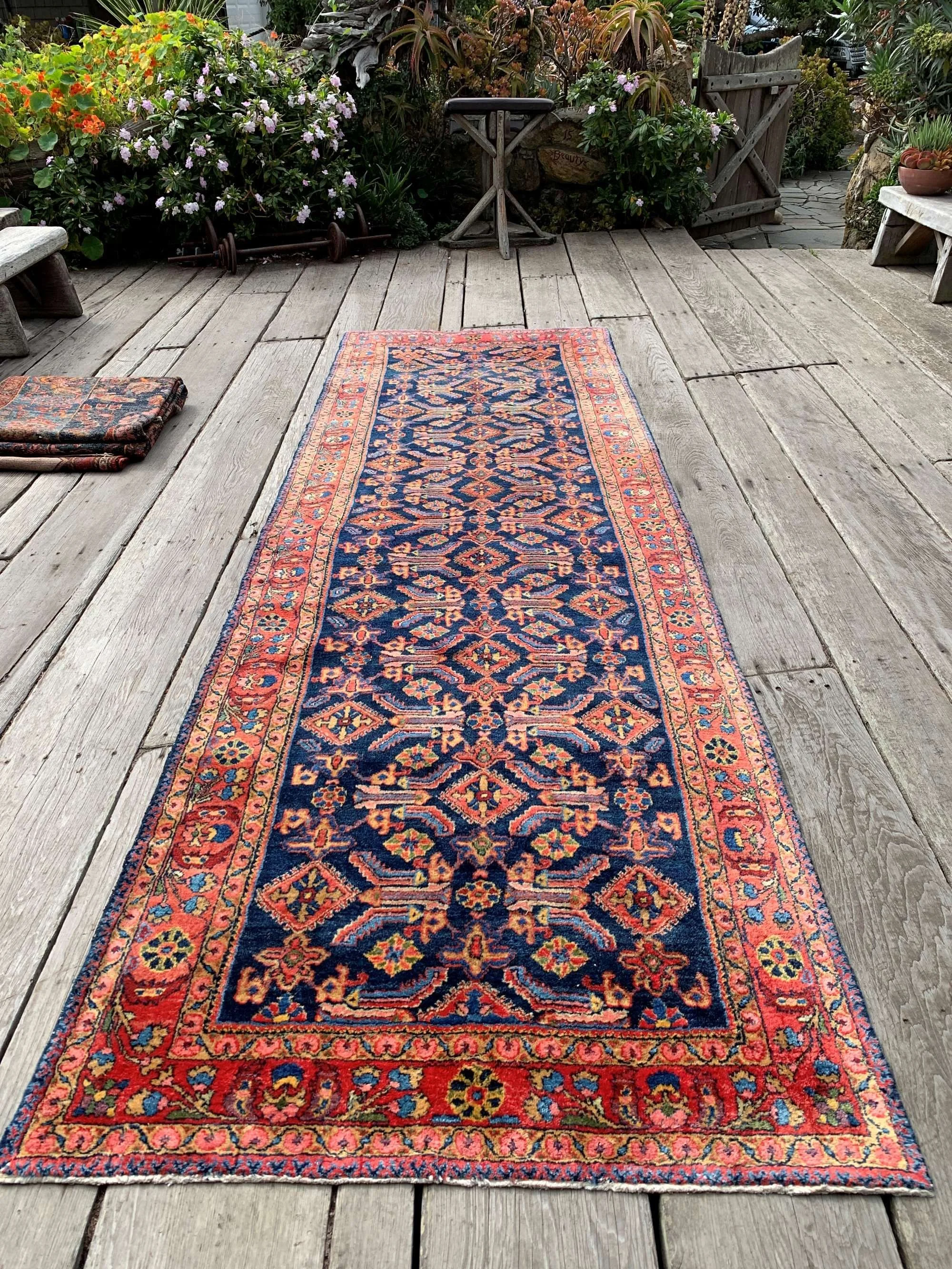antique persian runner rug blue