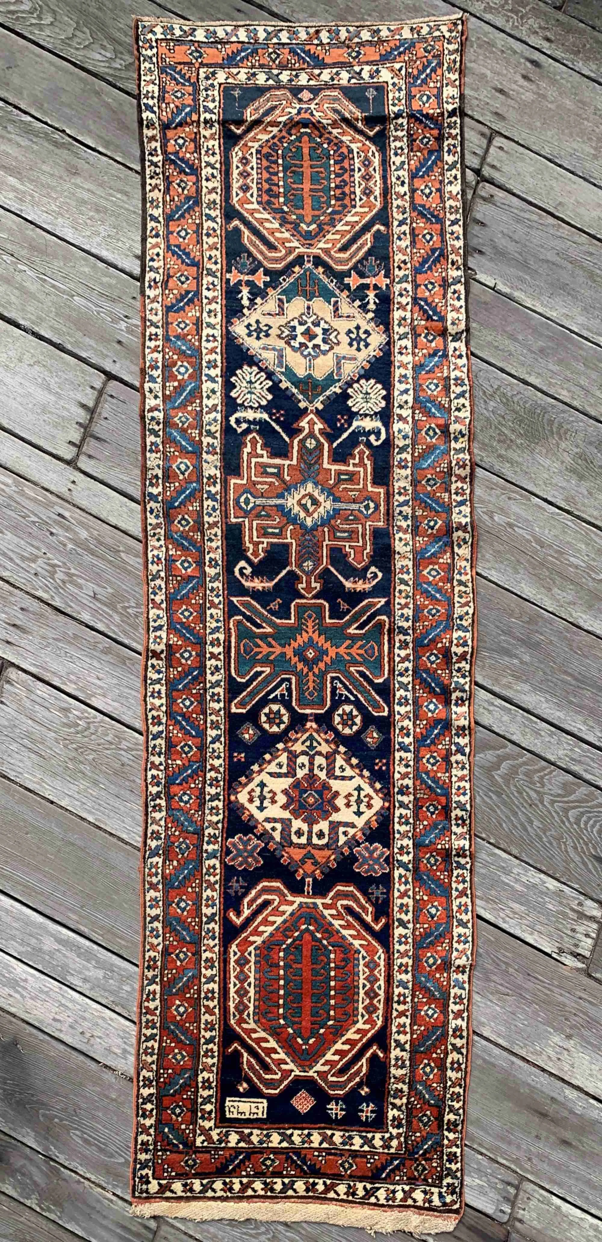 Antique Persian Qaradagh or Karajeh Runner Rug 3'4"x11'10" Soft Earthtones