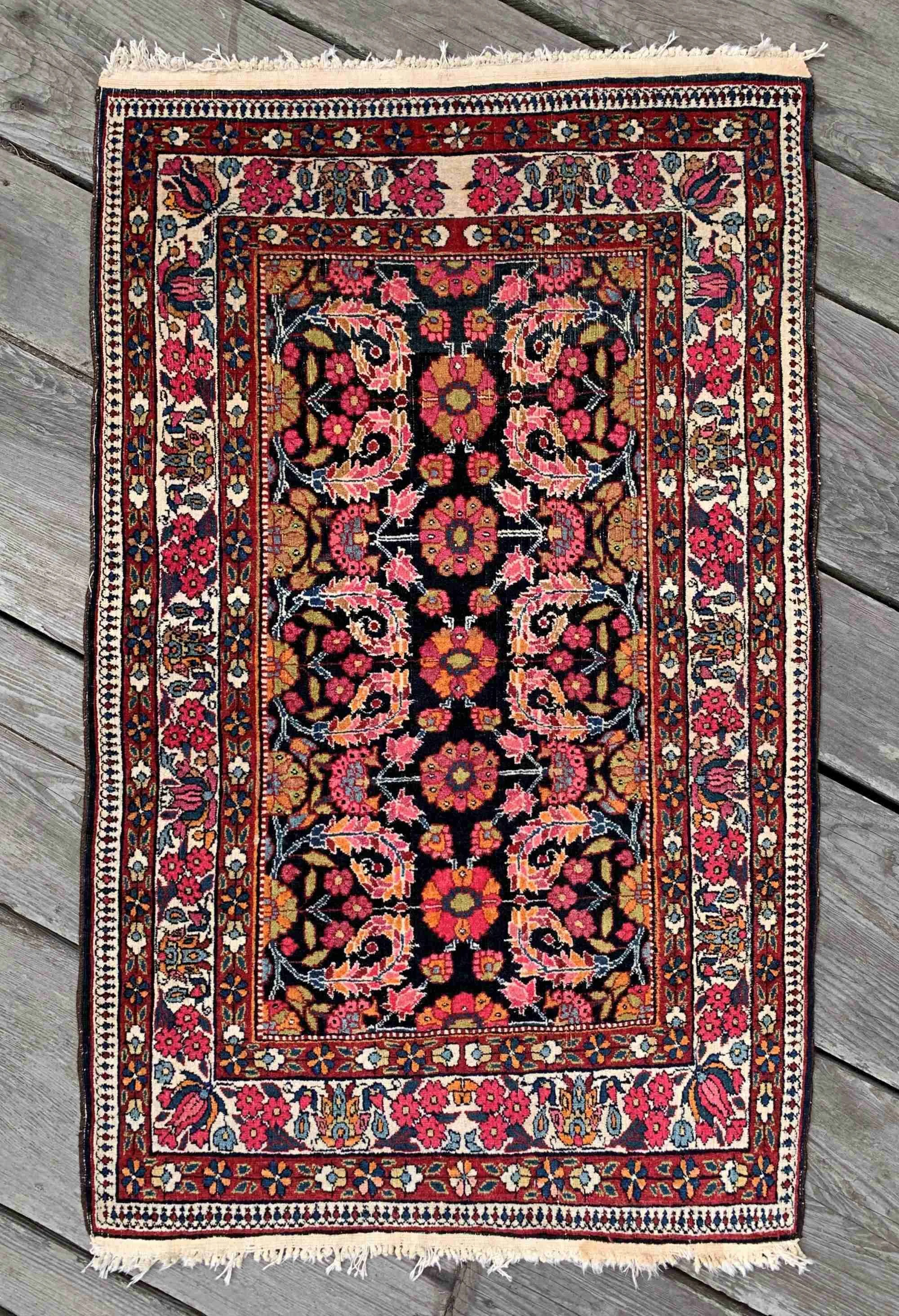 Antique Persian Semnan Rug 2'10"x4'7" Woven Jewel