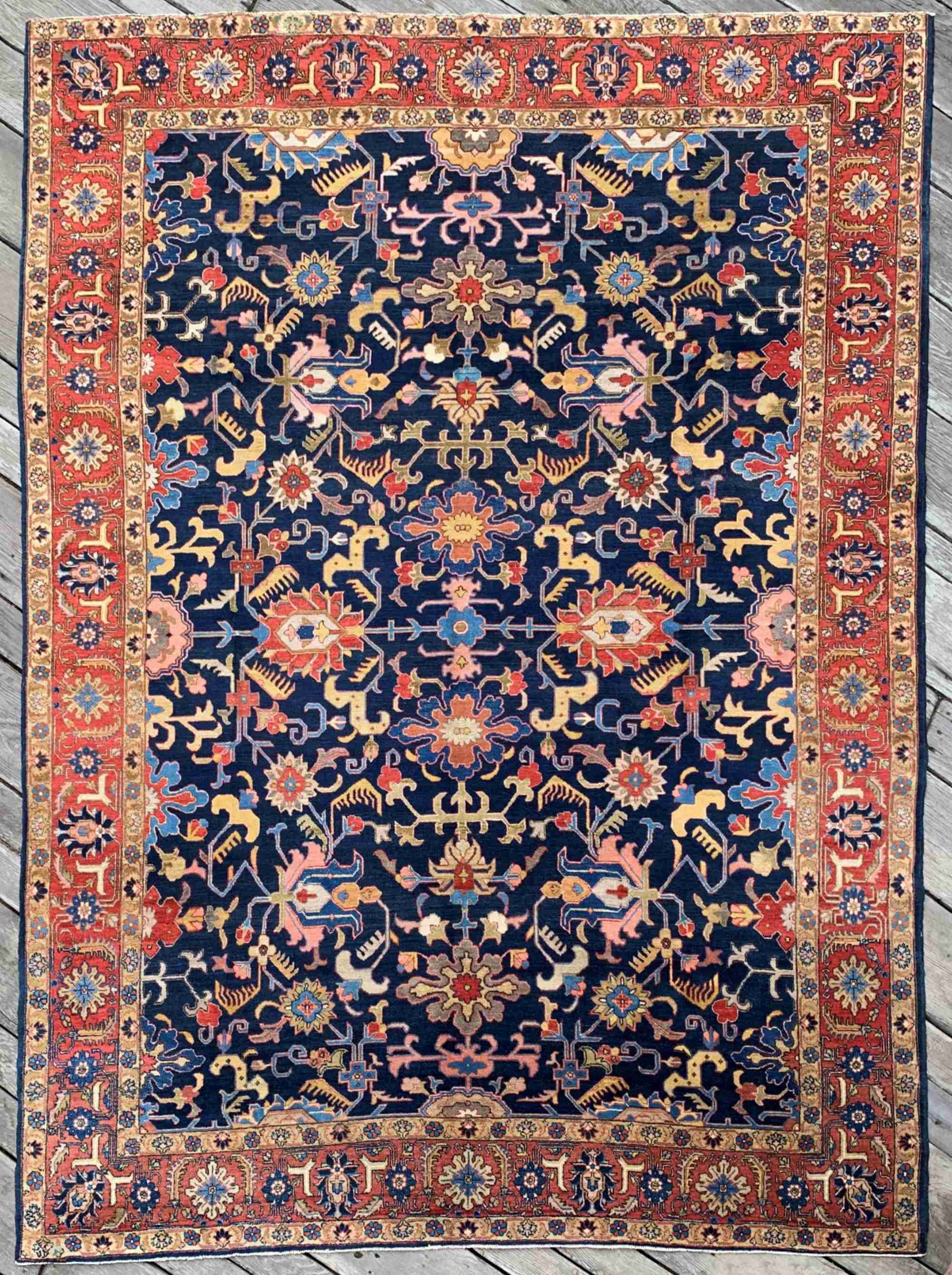Antique Persian Tabriz Rug 9'2"x12'3'' Navy Blue Masterpiece