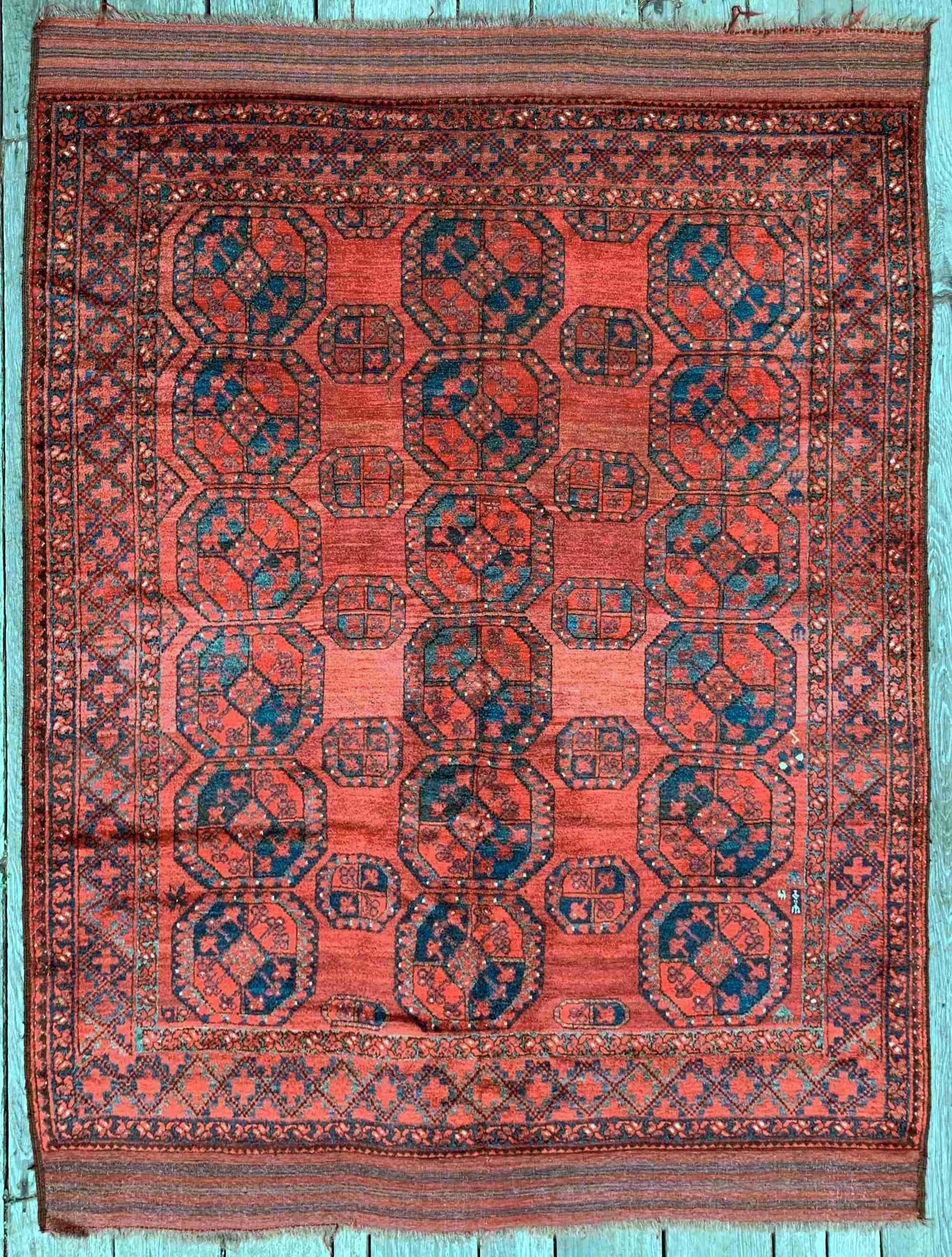 Antique Afghan Ersari Rug 8'2"x10'6" World-class Colors and Quality