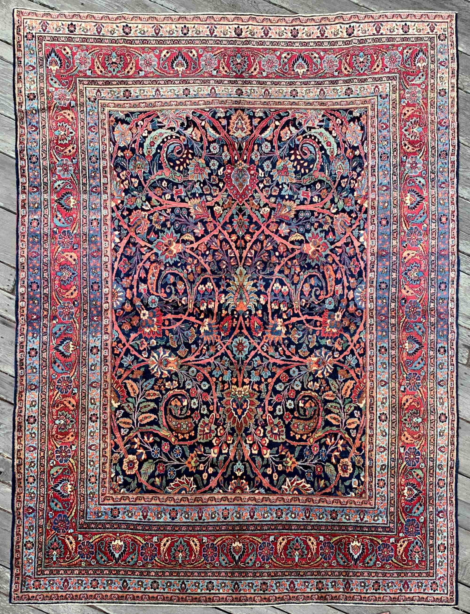 Antique Persian Khorassan Rug 8'11"x11'7'' Exquisite Botanical Beauty