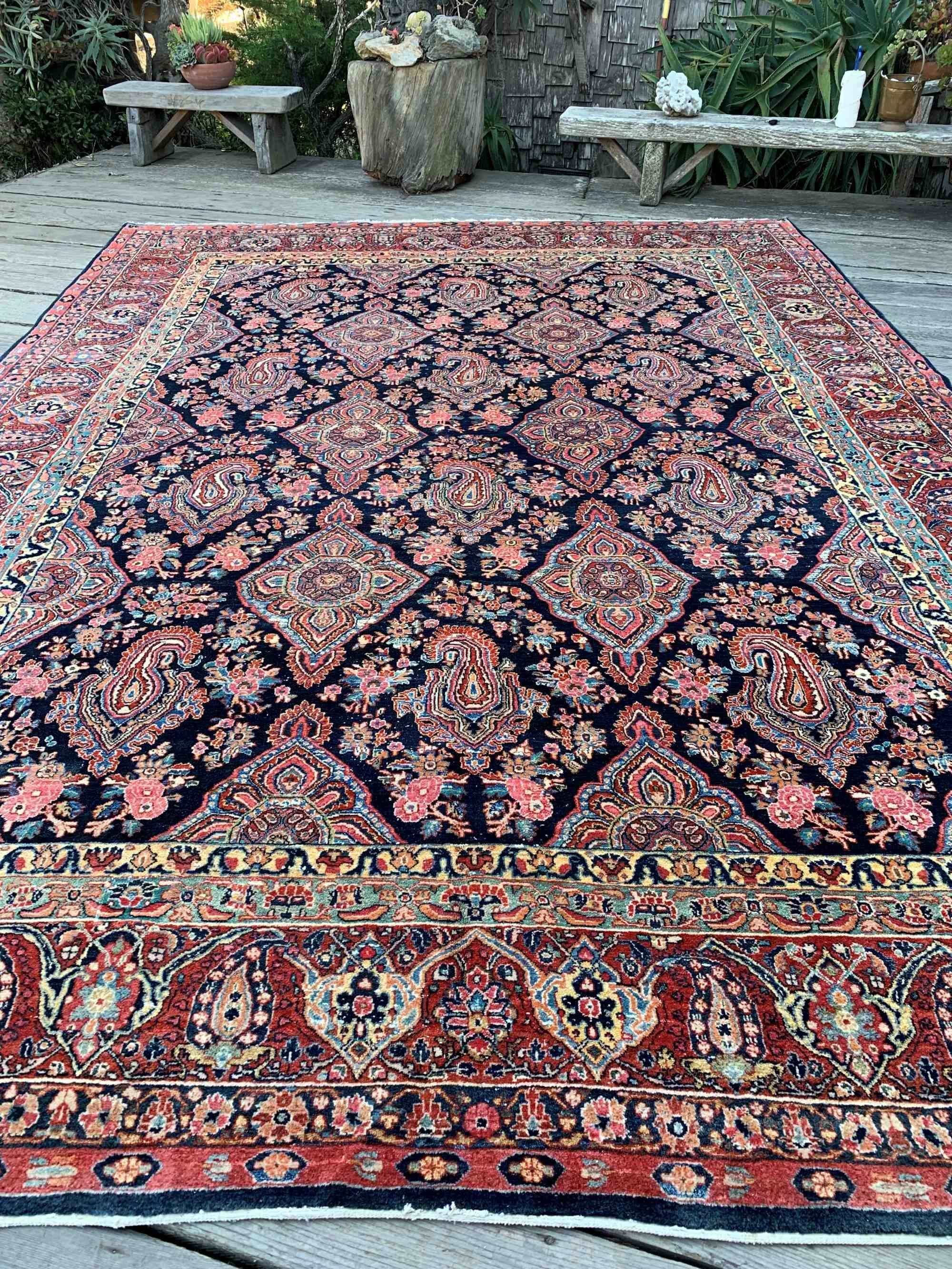 antique persian sarouk rugs navy blue