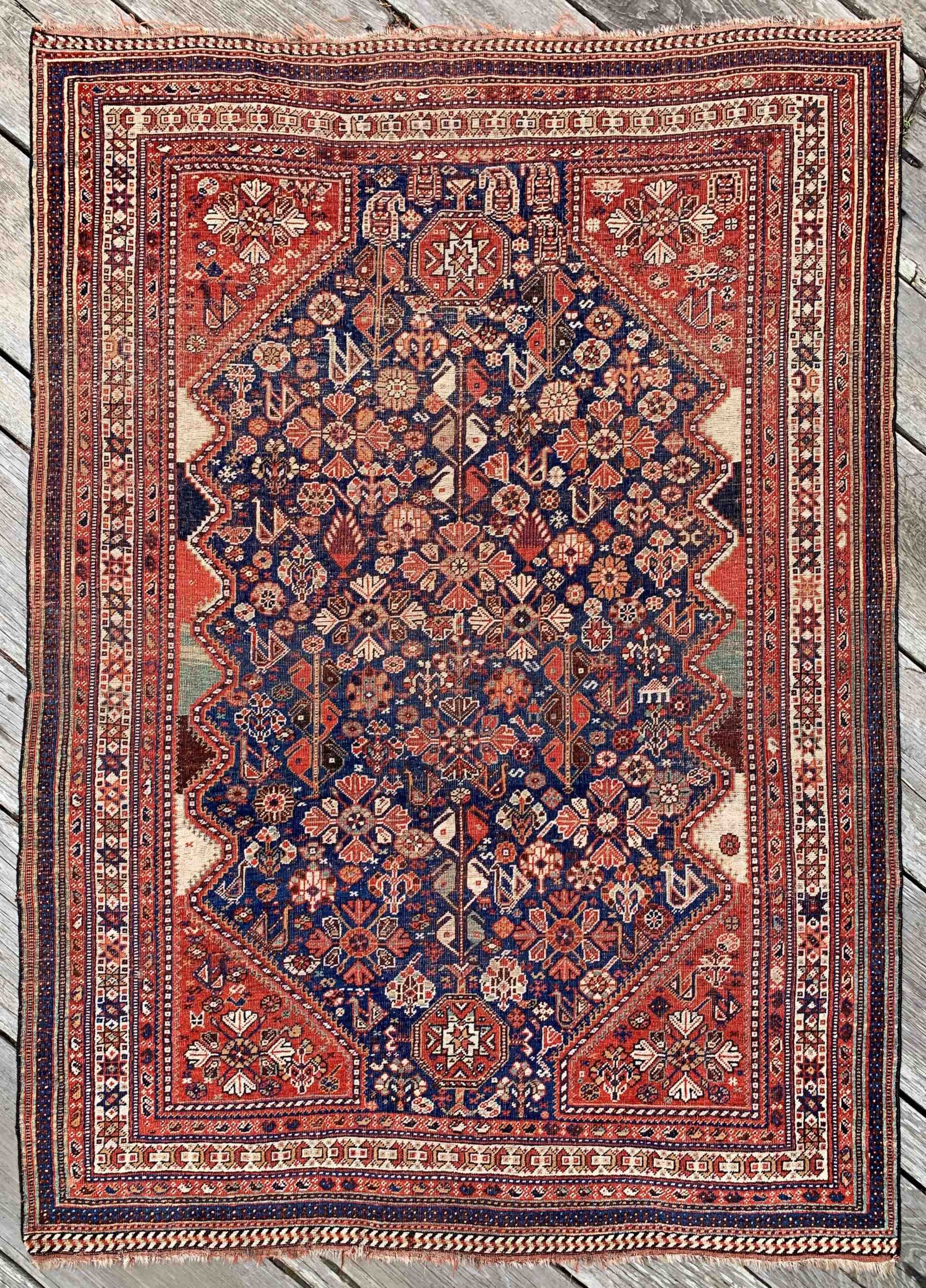 Steelman Rugs — Antique Persian Qashqai Shiraz Rug 4'11