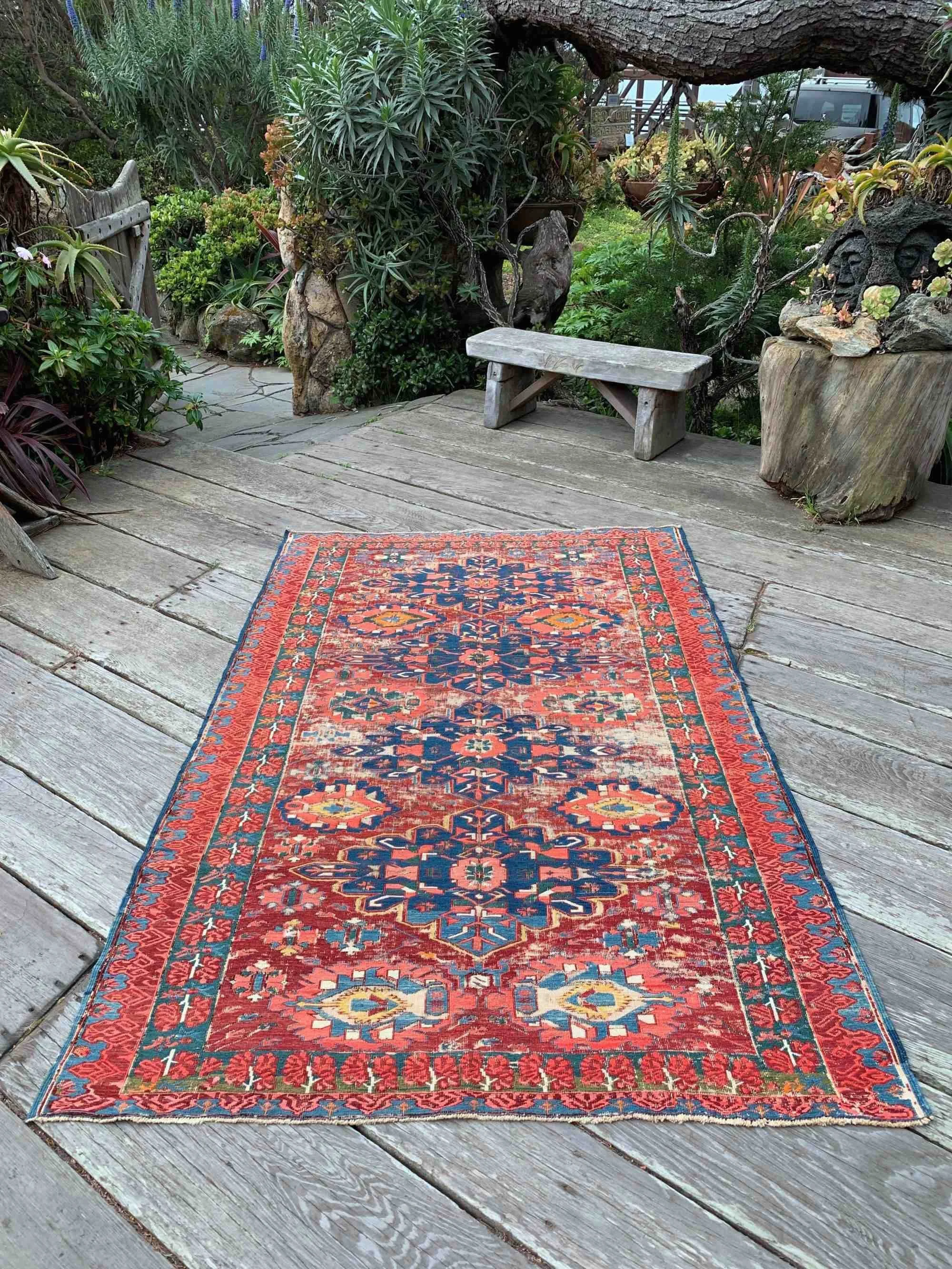 antique caucasian kuba soumak rug