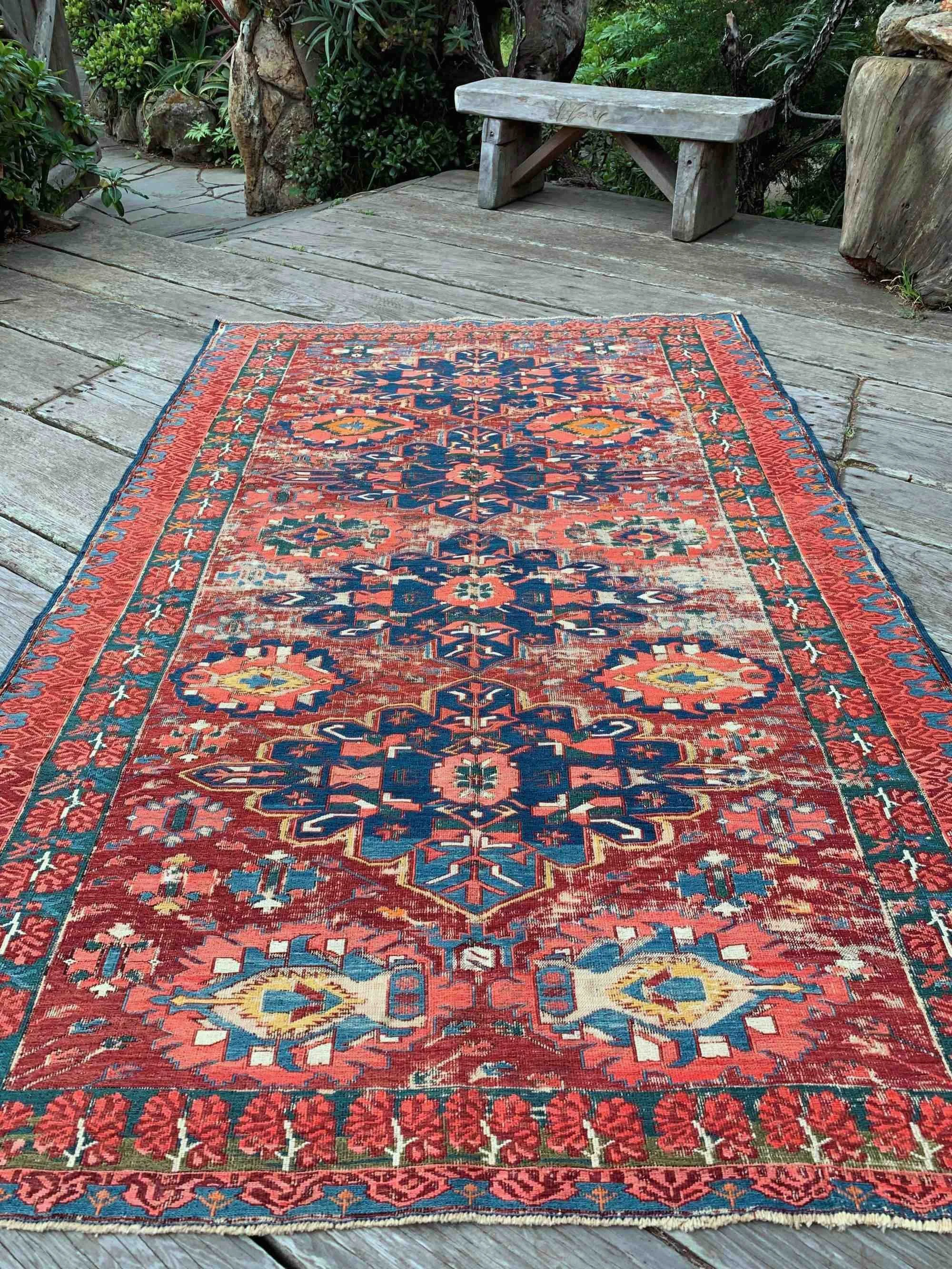antique caucasian kuba soumak rug