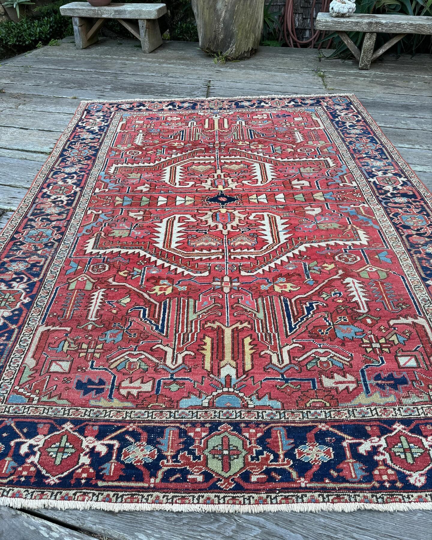 Antique Heriz, just in yesterday, with a cool botanical design in a somewhat rare size of 7&rsquo;0&rdquo;x9&rsquo;6&rdquo;. You can reserve or purchase now and we will ship it in 10 days when we have it back from our rug washer. Every rug is treated