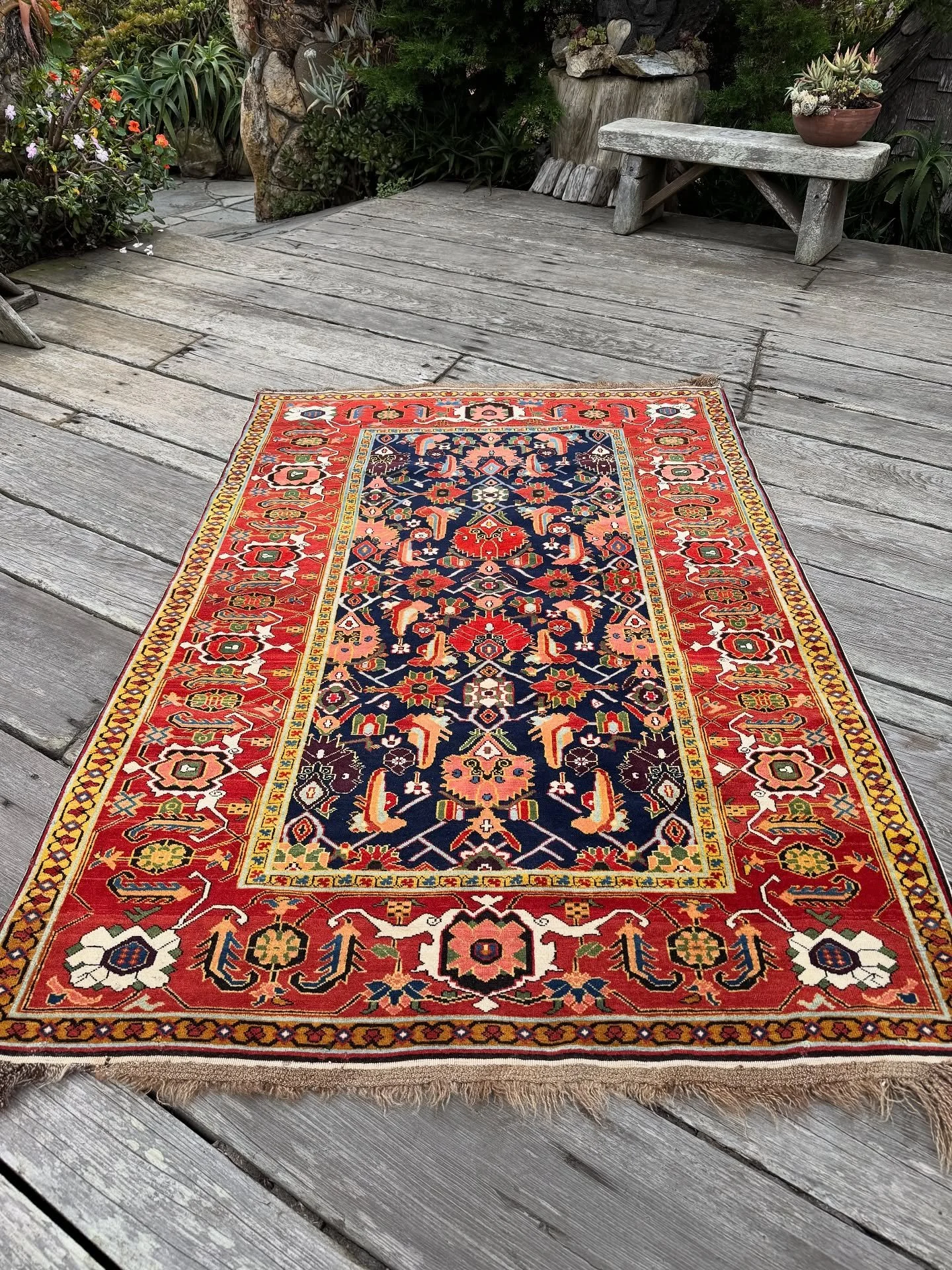 Absolutely gorgeous! 
This beautiful rug from Azerbaijan is 4&rsquo;4&rdquo;x6&rsquo;7&rdquo; and it dates to around 1960. It is top quality with rich opulent colors, a fine weave, and lustrous wool. A fabulous statement piece for an entry or small l