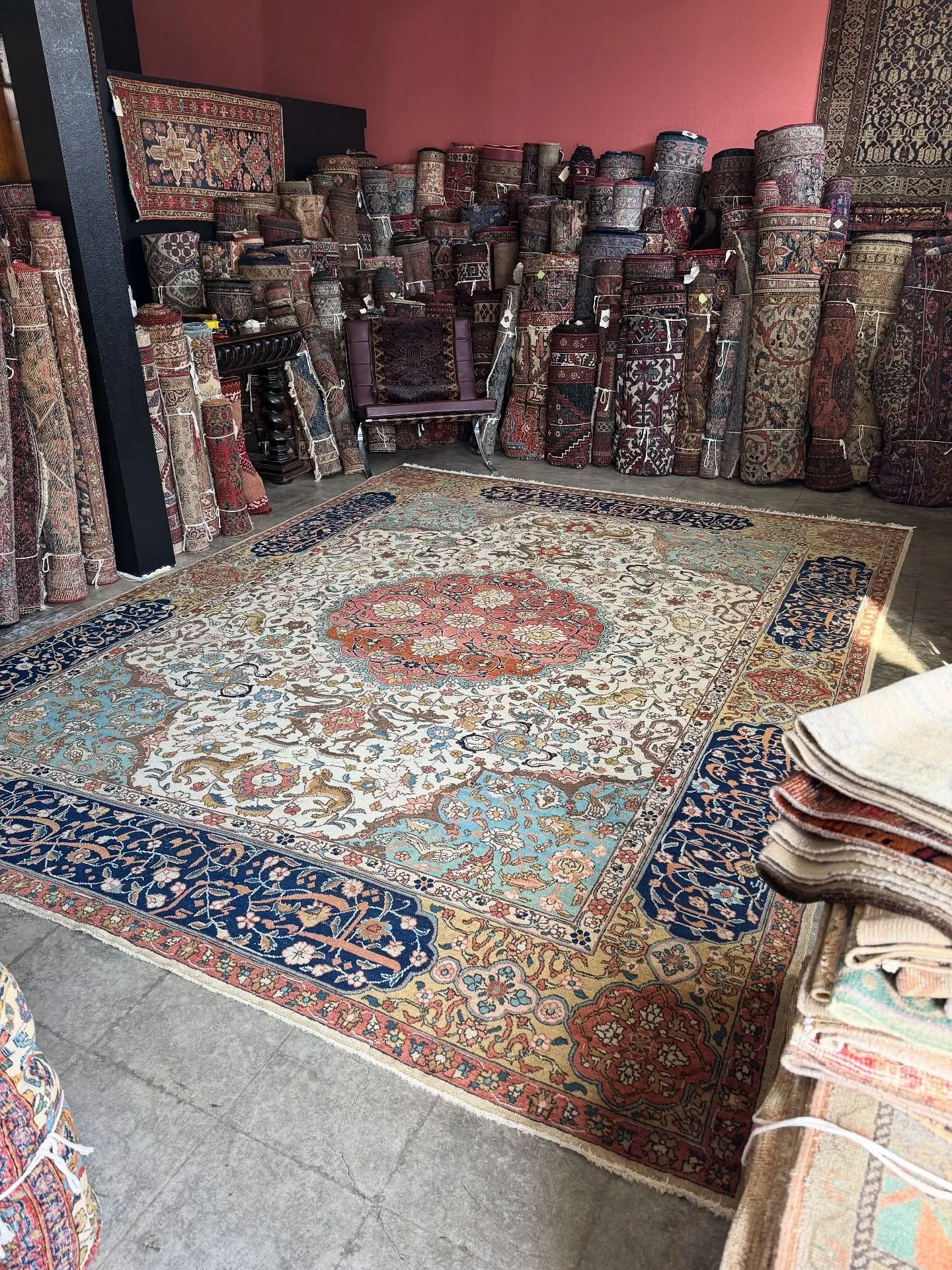 We sell a lot of Tabriz rugs, but some leave an indelible impression in our hearts and minds. Tomorrow this extraordinarily wonderful work of art is departing to its new home. We will miss it, but we trust that the new owners will enjoy it as much as