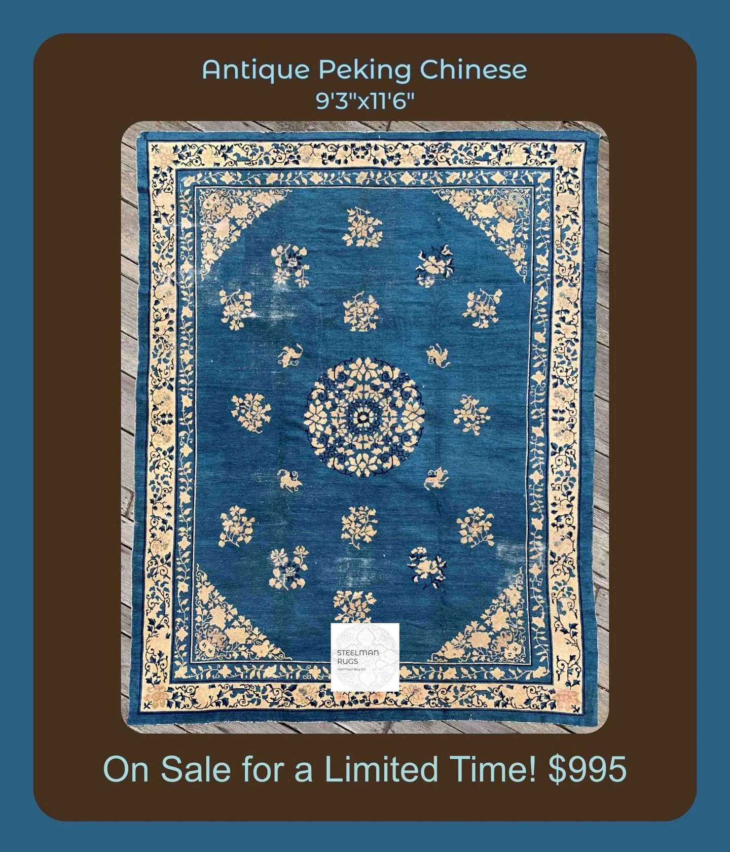 It&rsquo;s that time of year when we begin to clear some inventory to make way for fresh stock. Great deals, hopefully once a day, from now through the end of the year. This stunning Chinese rug is listed on our website in the large rugs section. Lin