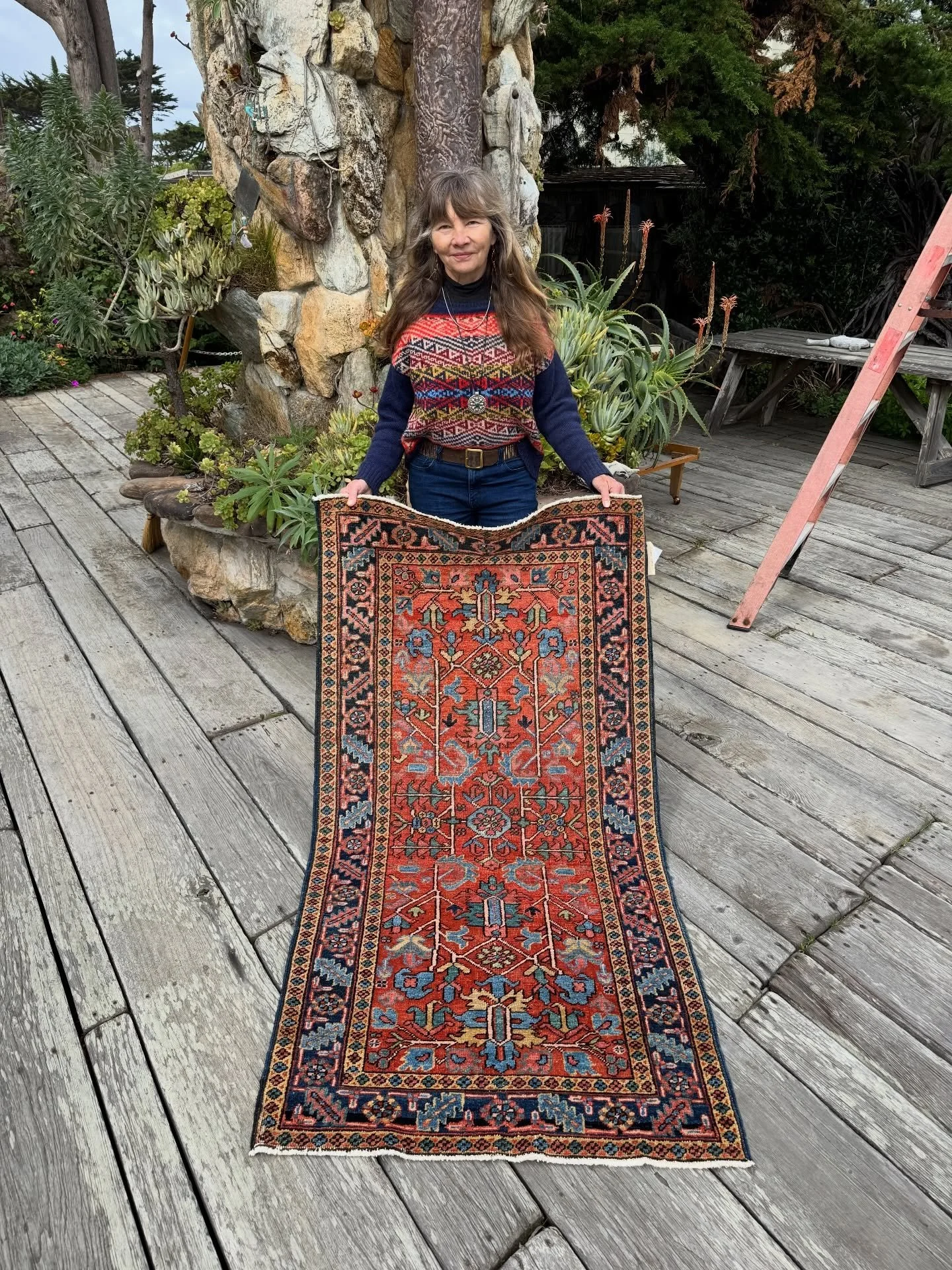 We are supposed to have a week of rain, so we were fortunate to get several pieces photographed yesterday. Will be sharing and listing on our website (link in bio) Pictured here is a rare antique Heriz size 3&rsquo;2&rdquo;x6&rsquo;1&rdquo; in gorgeo