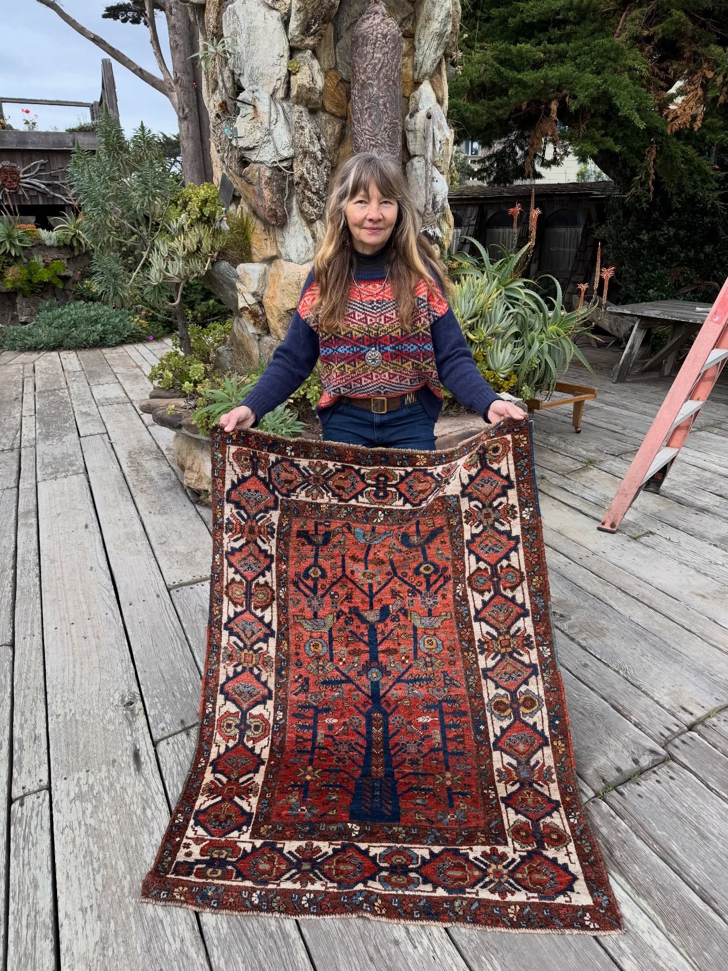 🕊️SOLD🕊️Spring is in the air today in Half Moon Bay!

Rug No. 151570

Rare antique tribal Neyriz rug with their local enigmatic tree of life motif with perching birds. It is rustic and charming with rich naturally dyed colors on hand spun wool. The