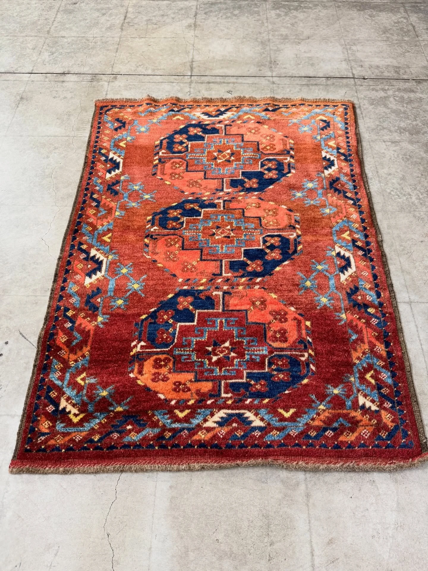 Sweet little vintage Afghan Ersari rug 3x4 feet in perfect condition. Lovely naturally dyed colors and soft wool. Message me to buy it for $950. 😘