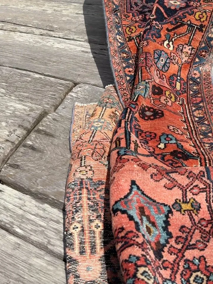 If you&rsquo;ve been looking, you know that a beautiful two foot wide runner is hard to find. Now&rsquo;s your chance.

Rug No. 33695

Semi antique Persian Hamadan runner with a gorgeous stylized botanical design in navy blue, steely teal, yellow, ch