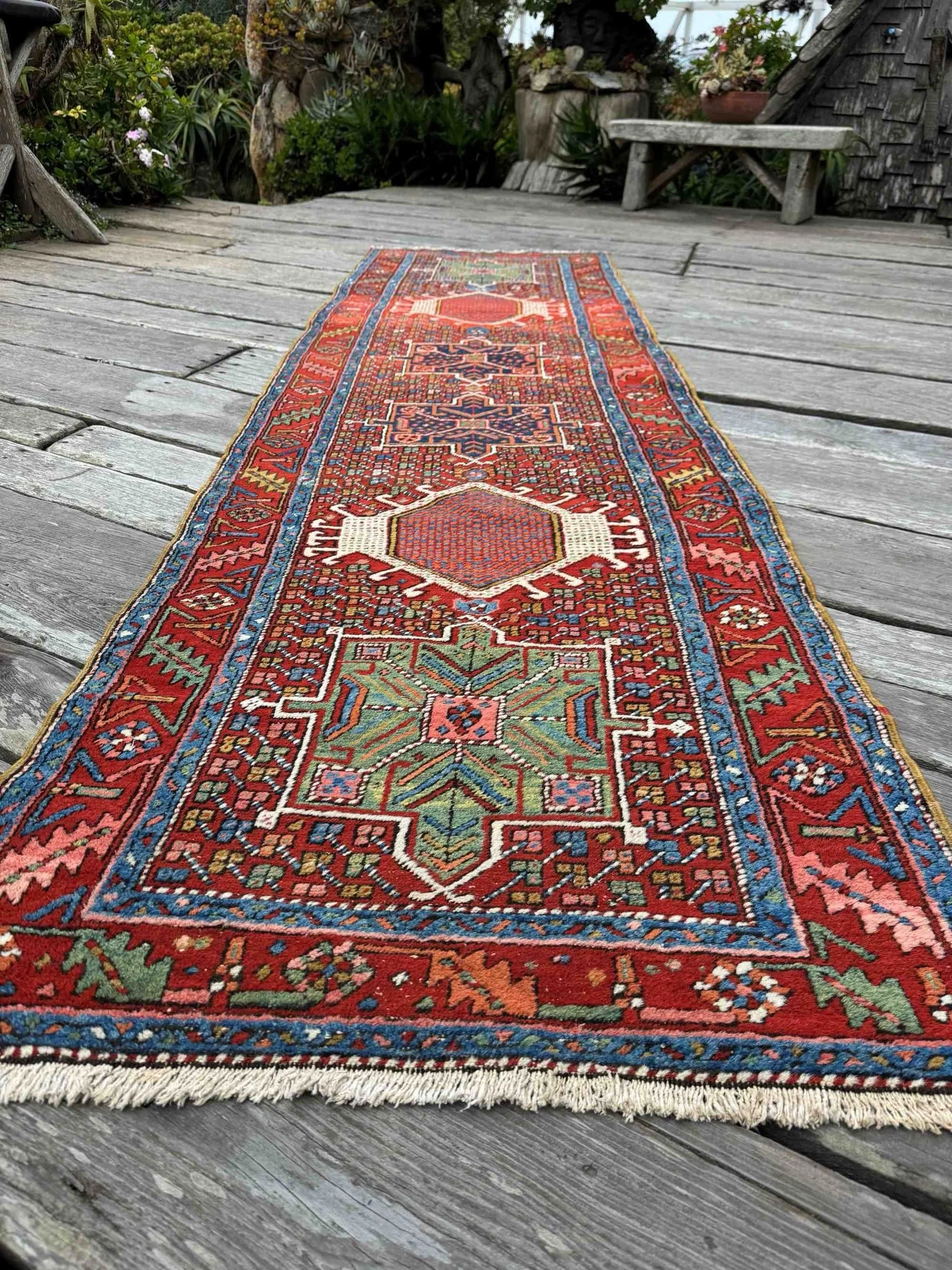 Who doesn&rsquo;t need this? 💚
Rug No. 37675

Semi antique Heriz runner with a positively playful personality in vivid colors and energetic design. Glorious greens and blues contrast harmoniously on a rich orangey-red ground. If you need some eye ca