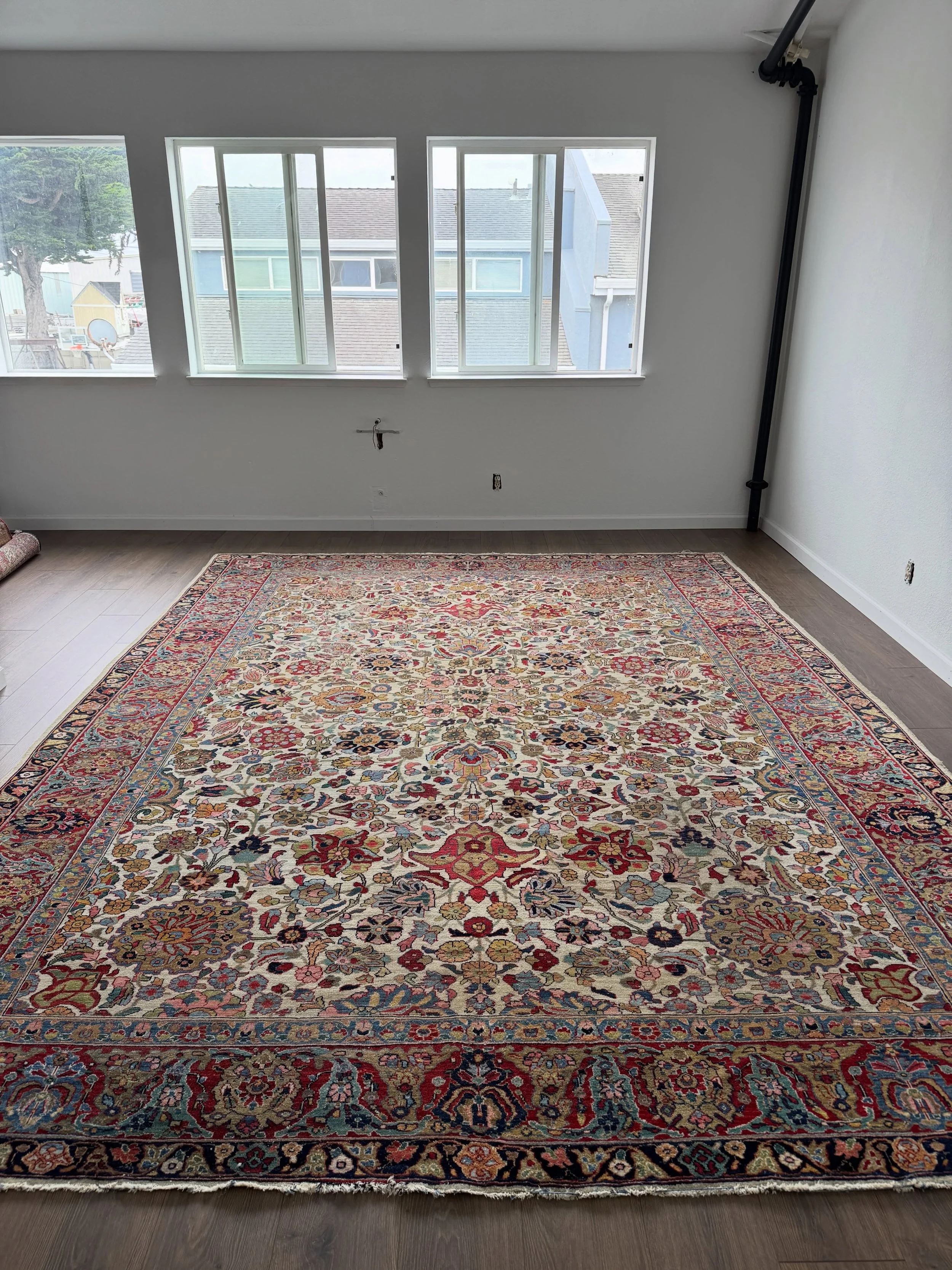 I apologize in advance. We have had so much interest in this antique Khoy rug, I lost track of who all I was supposed to message when it came back from washing. Looks absolutely spectacular. And now available. 9&rsquo;3&rdquo;x12&rsquo;1&rdquo; with 