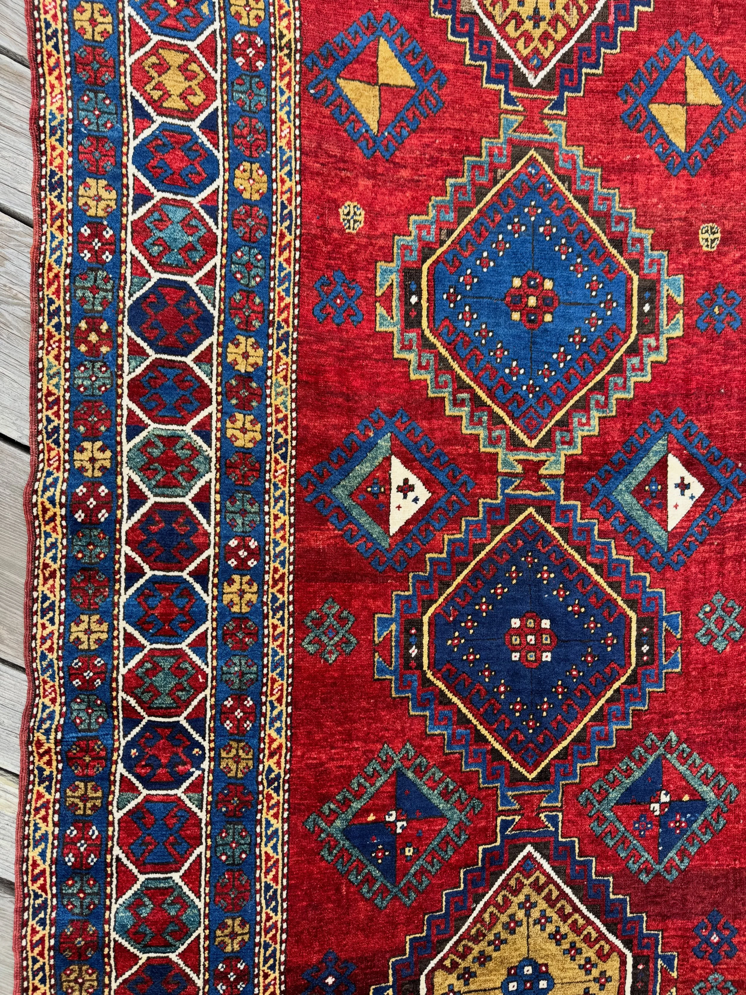 Pure geometric luxury.
Antique Kazak or Karabagh rug c.1930
size 5&rsquo;3&rdquo;x11&rsquo;1&rdquo;
price on request or check website