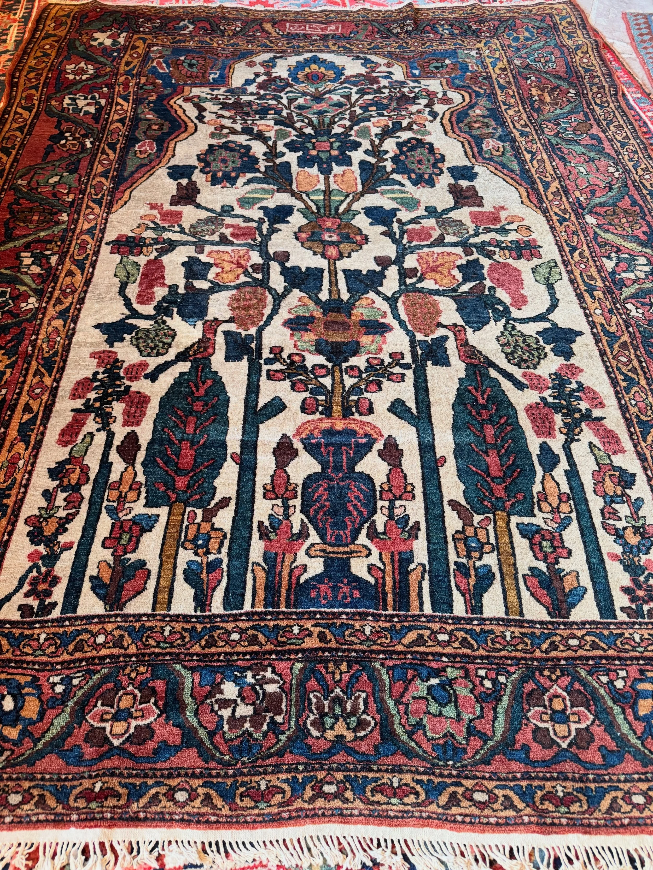 Just in! A very rare and very fine antique Bakhtiari rug. Size is 4&rsquo;10&rdquo;x6&rsquo;4&rdquo;. Beautifully aged to perfection colors + excellent condition. Available and ready to add to your collection.  Please send a DM for more information.