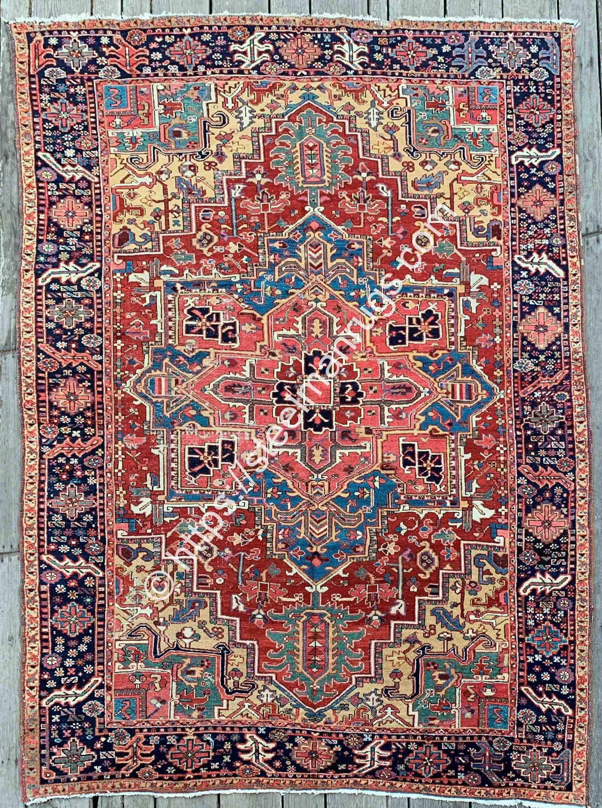 Antique Heriz Rug 9'4"x12'6" Colors Supreme