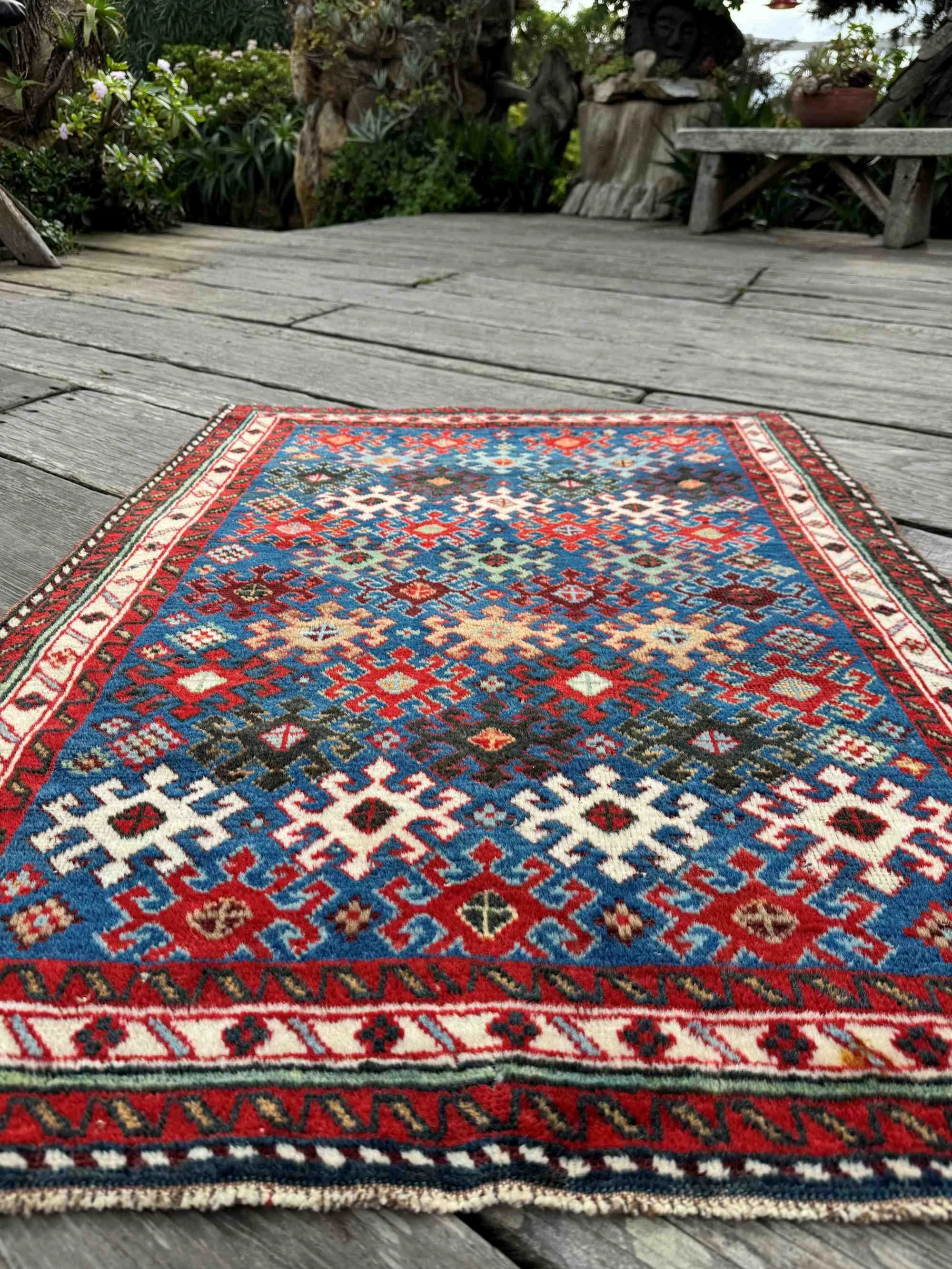 antique Caucasian Gendje Baku Kazak rug