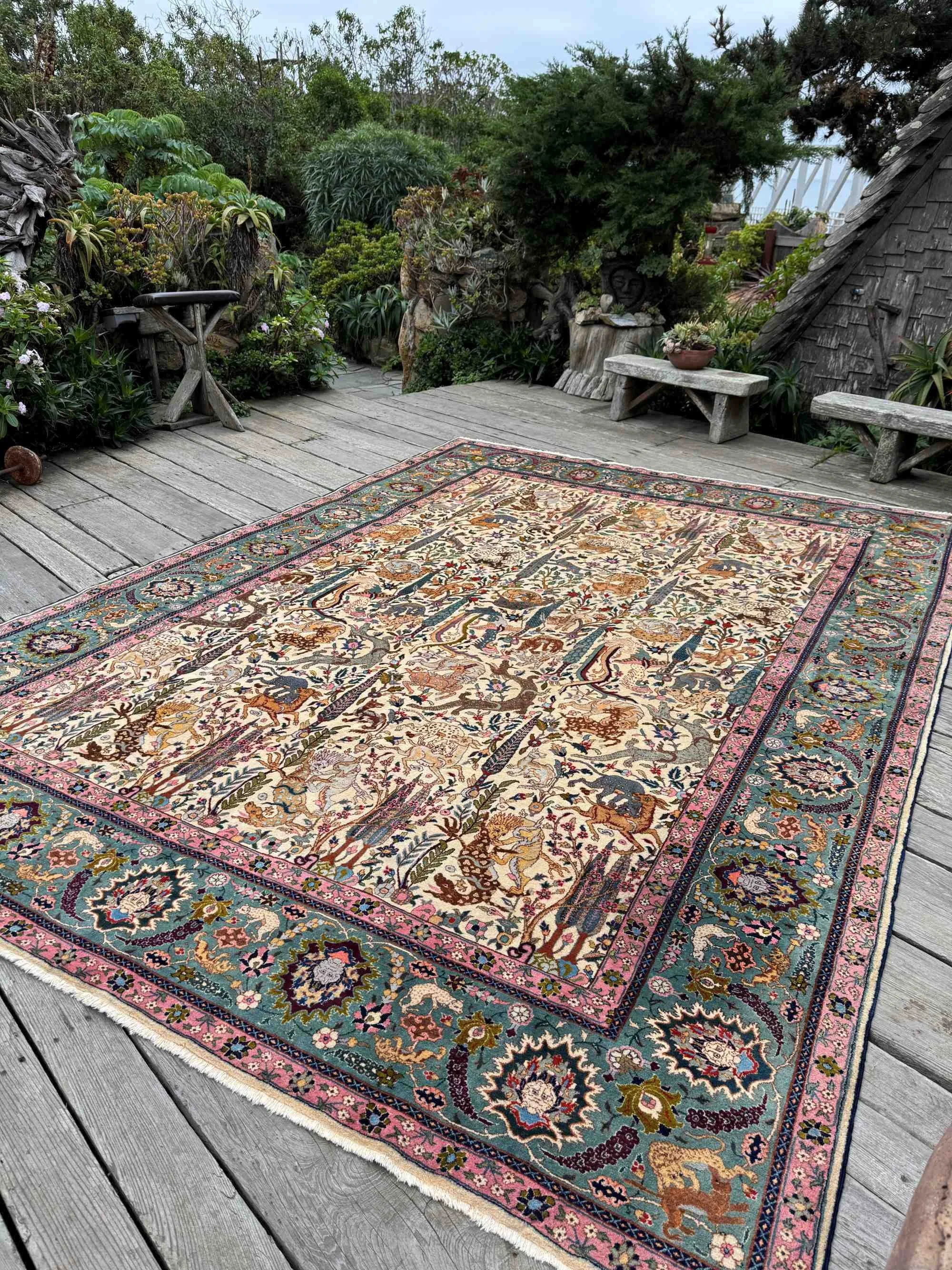 antique Benlian Tabriz rug