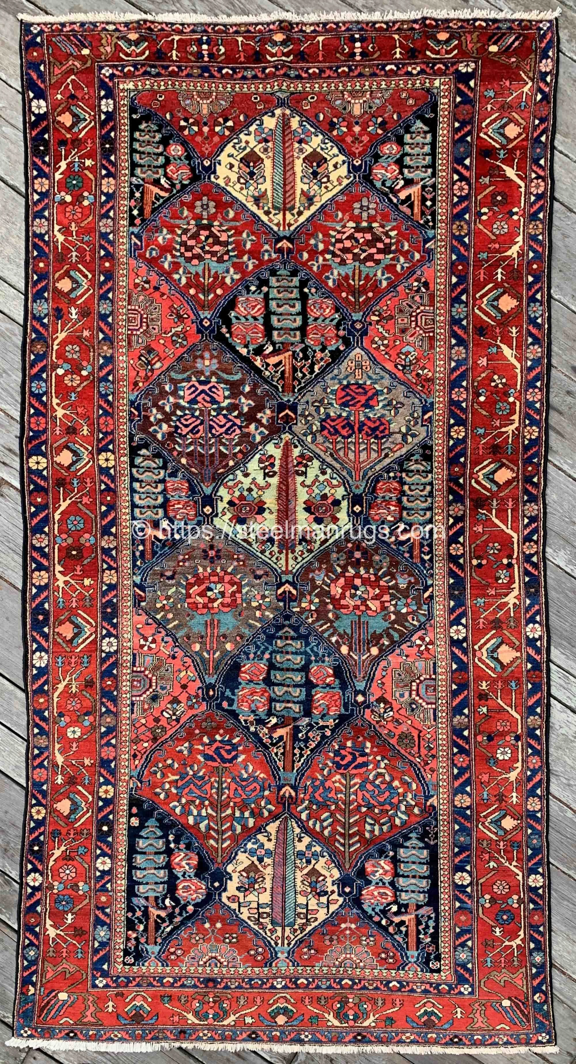 Semi Antique Persian Bakhtiari Tribal Rug 6'7"x12'2" Colorful Dreamy Garden
