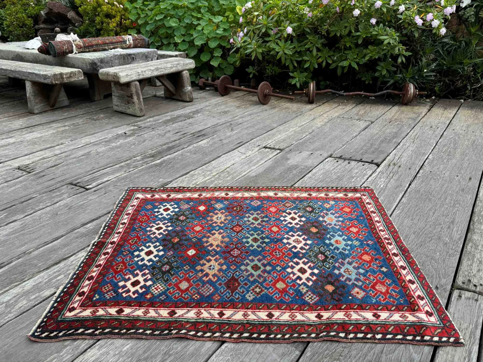 antique Caucasian Gendje Baku Kazak rug