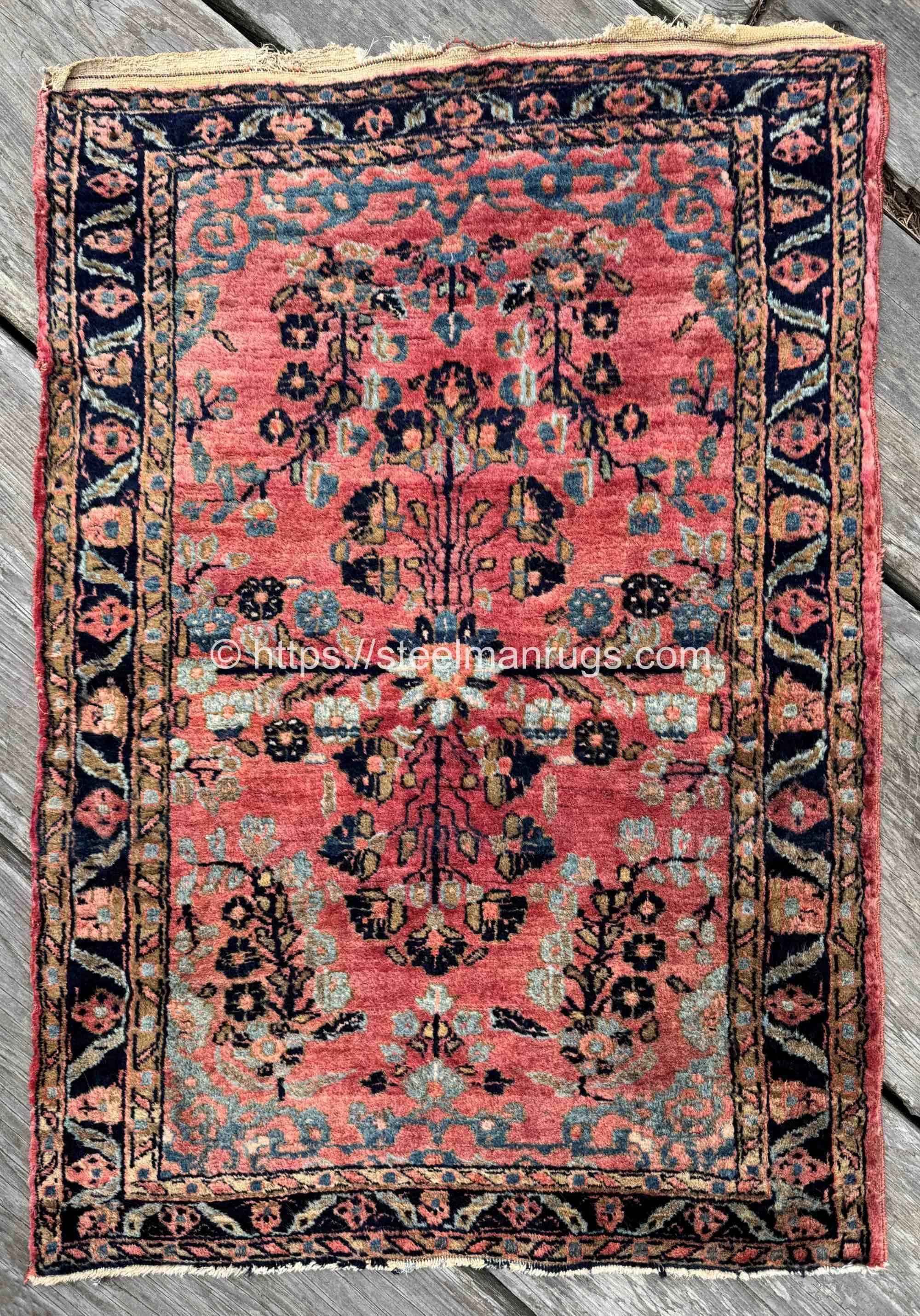 antique sarouk accent rug