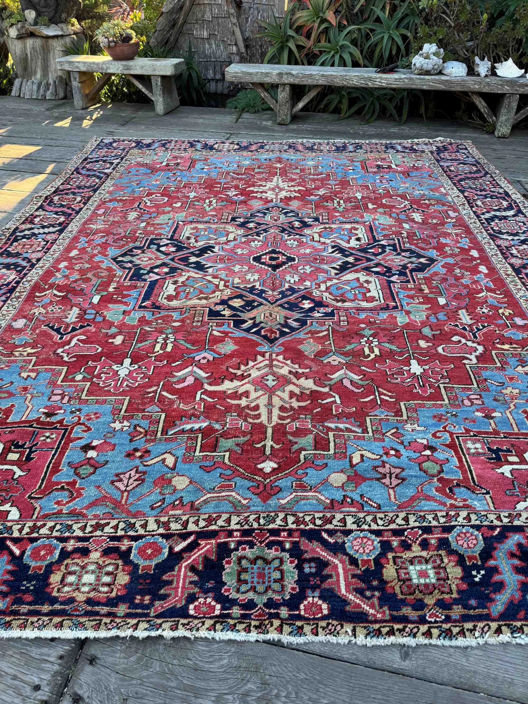 antique Persian Heriz rug