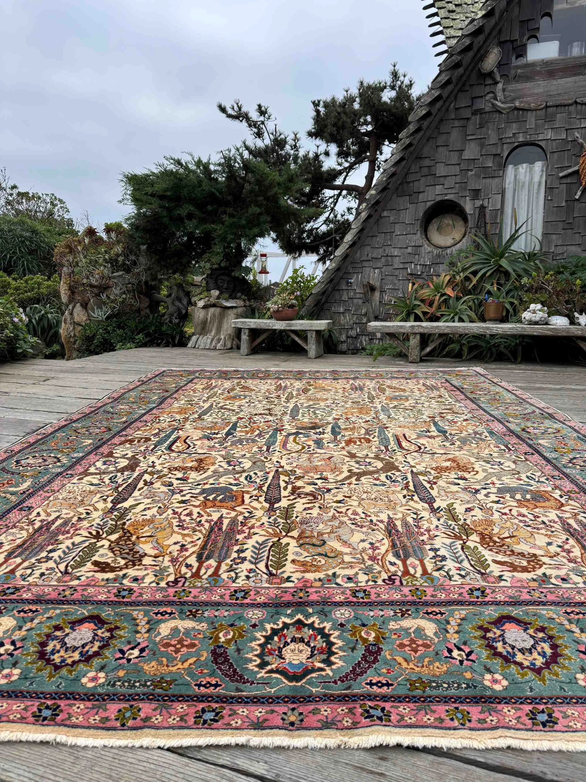 antique Benlian Tabriz rug