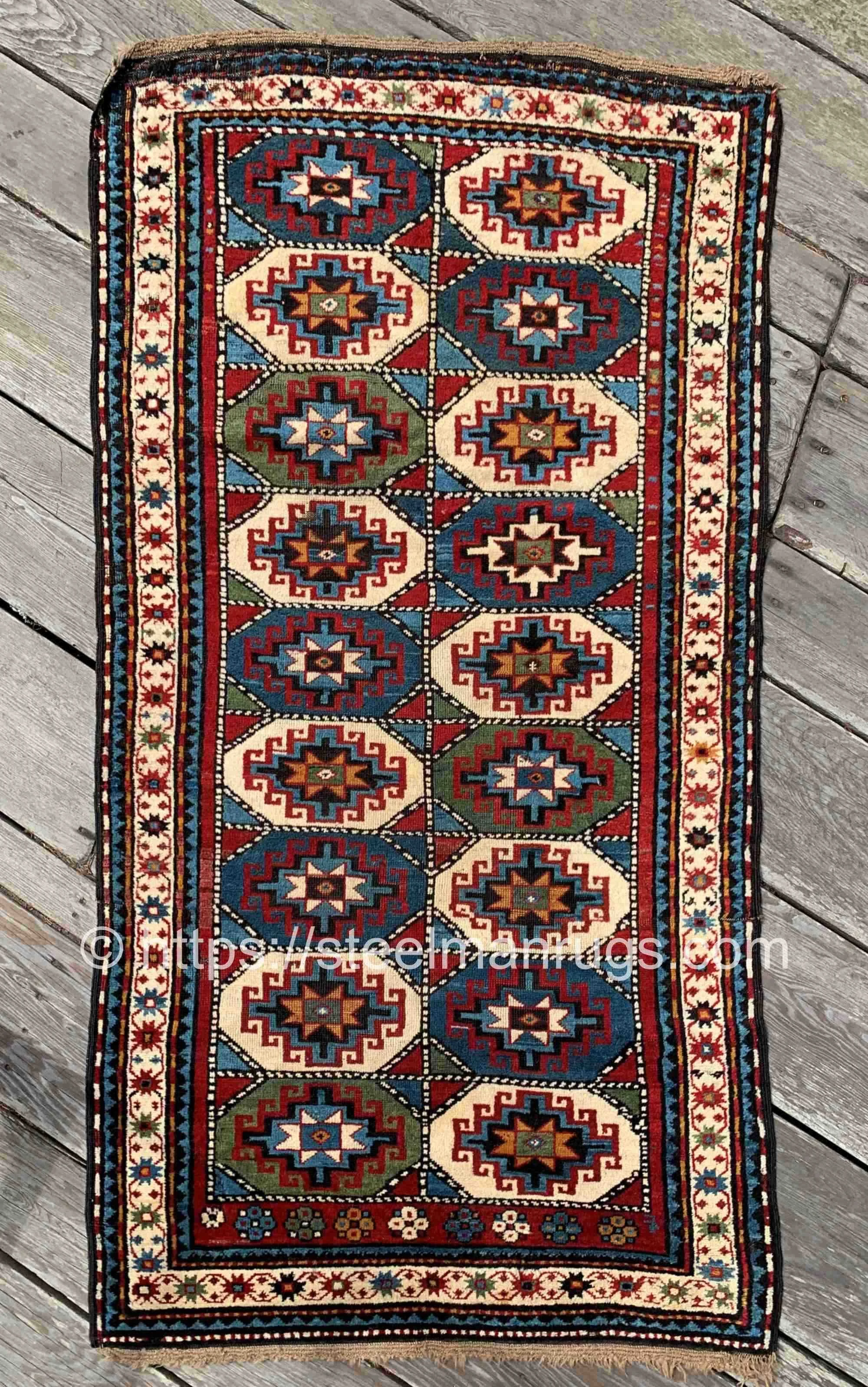 Antique Moghan Kazak Caucasian Rug 3'10"x7'0" Karabagh Gem