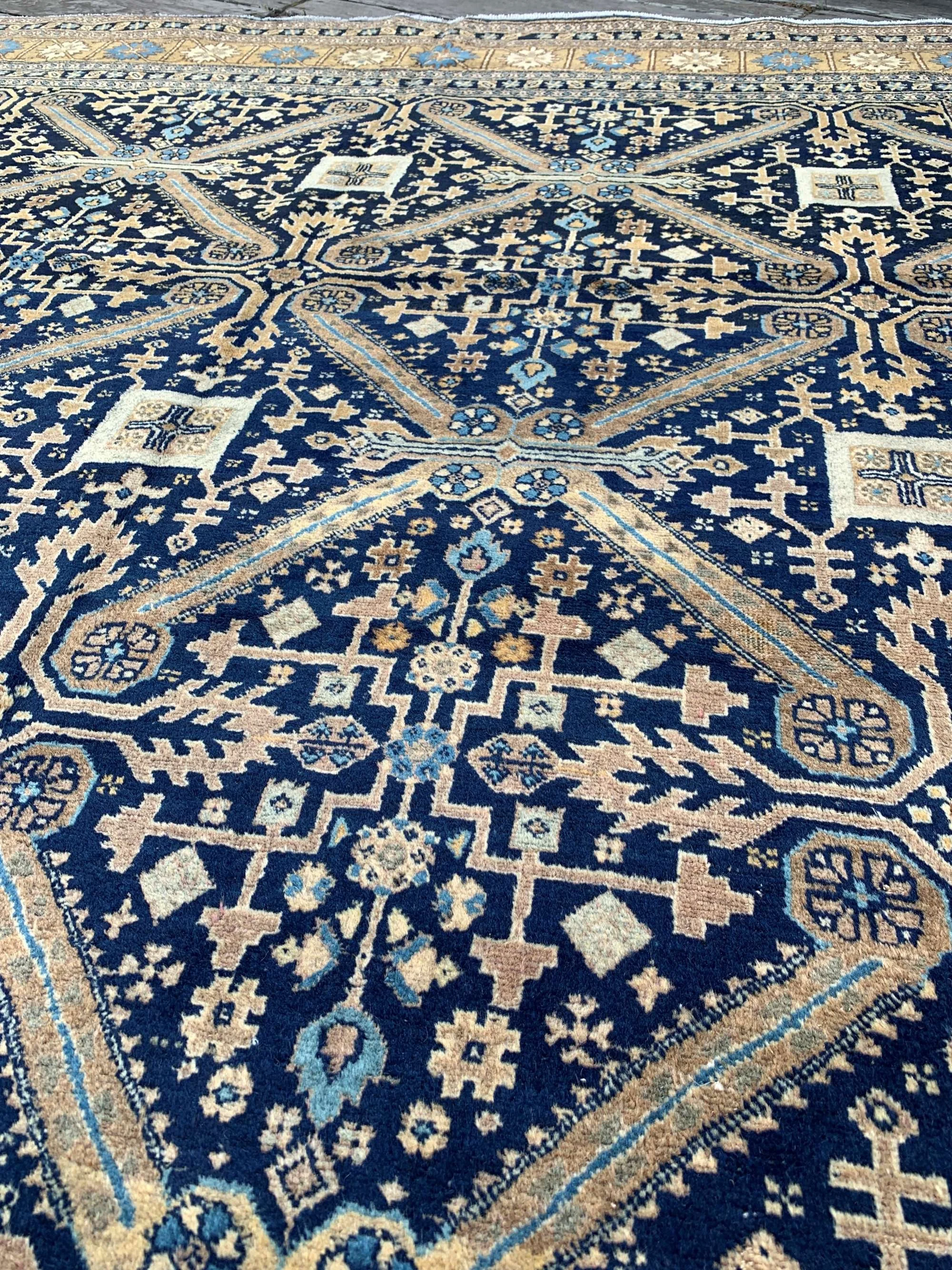 vintage room size rugs blue