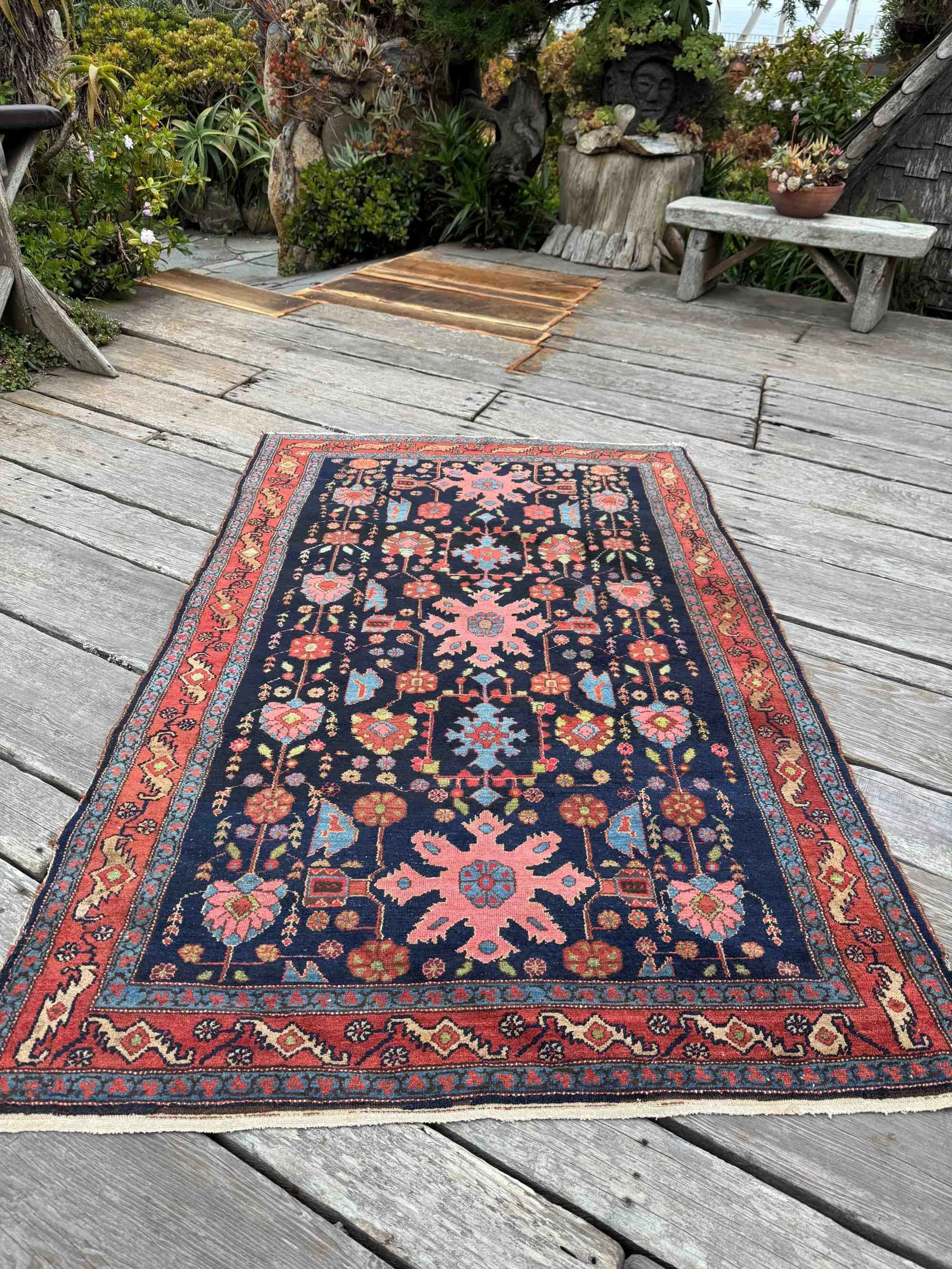 antique area rug navy blue