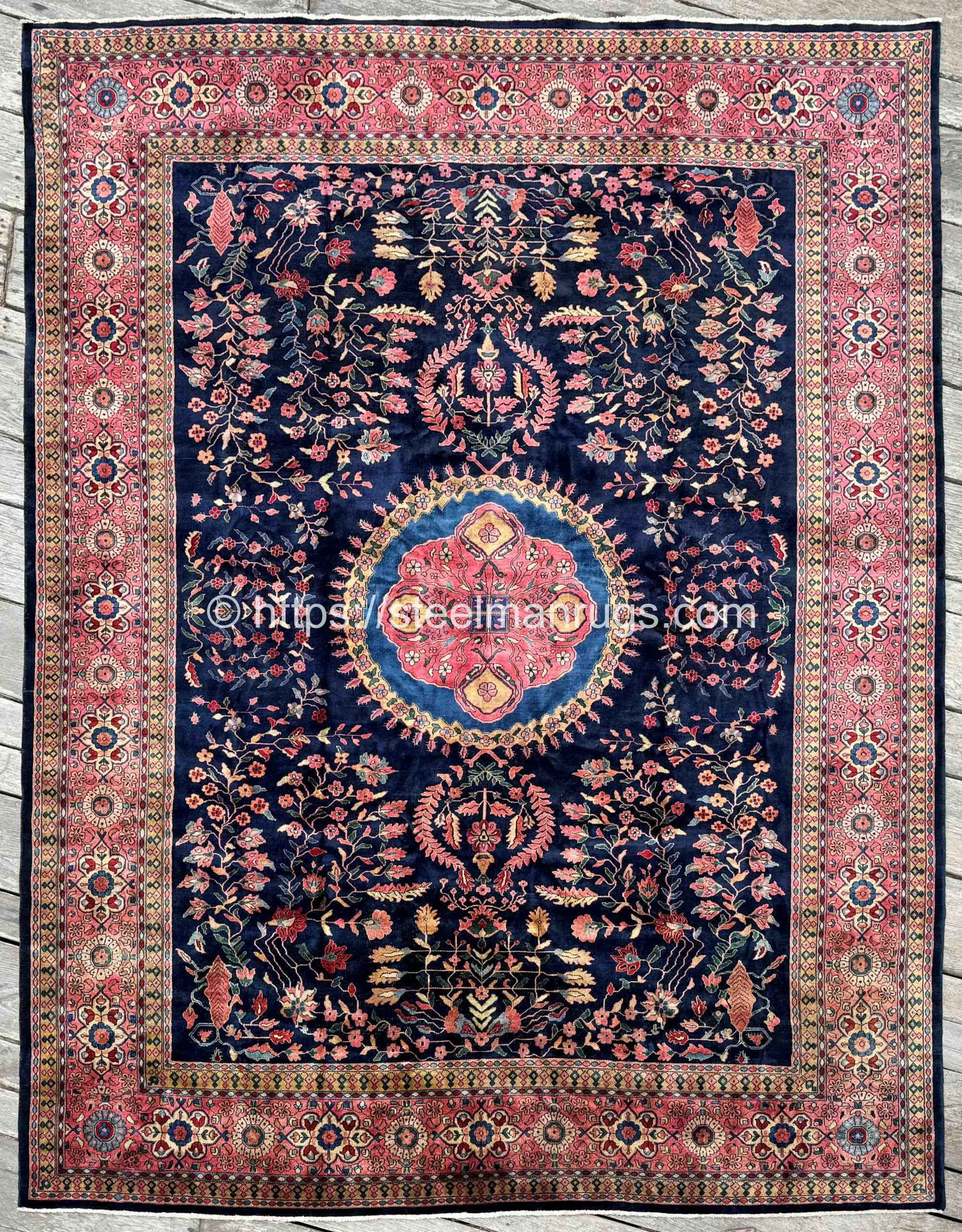 Semi Antique Sarouk Rug 9’6”x12’4” Opulent Traditional Style in Jewel Tones