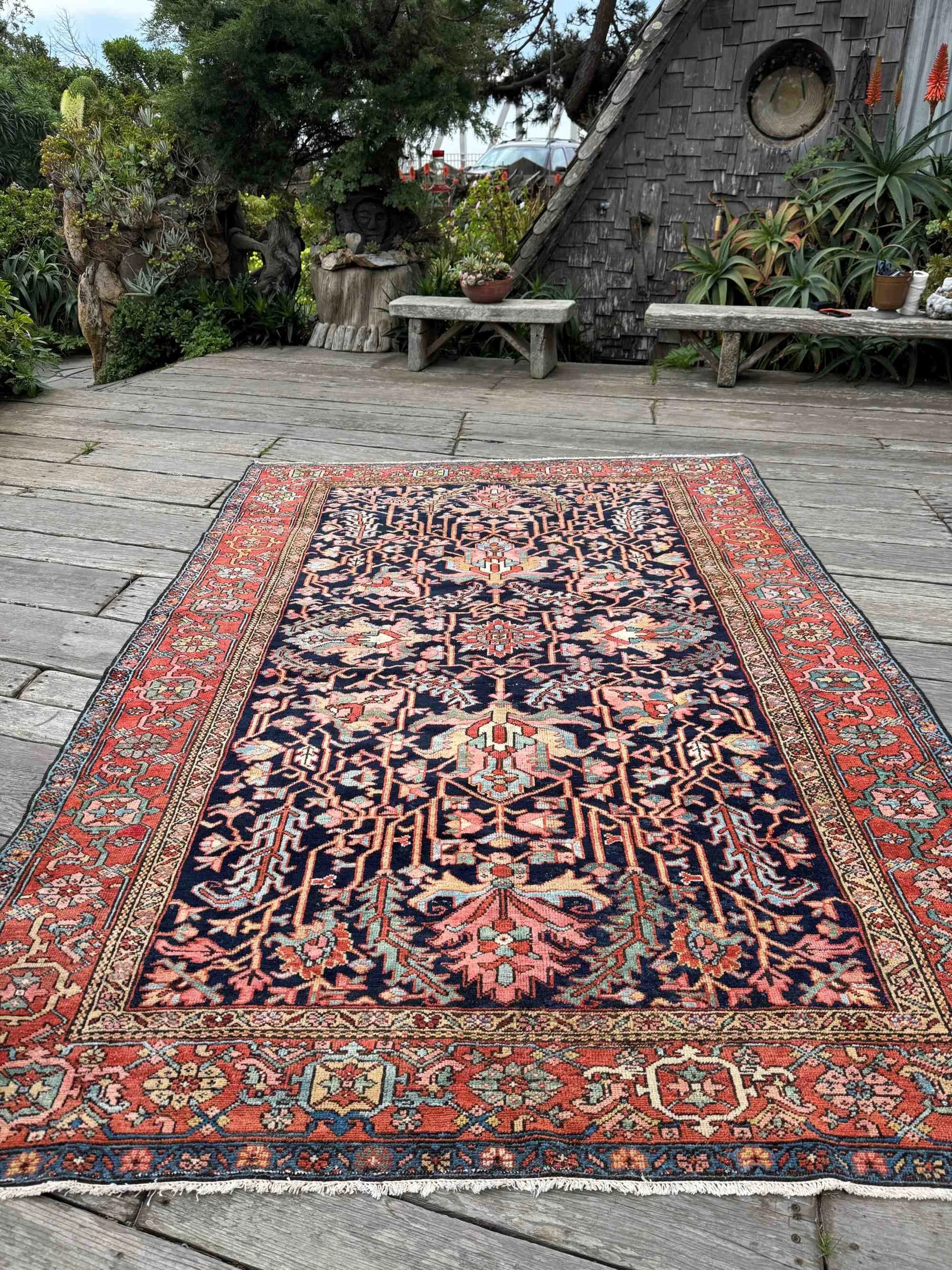 vintage heriz rugs blue