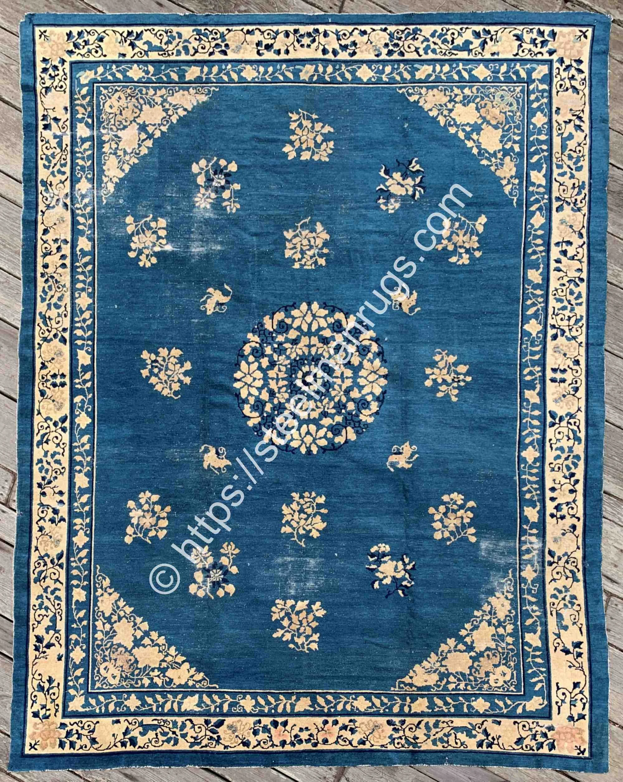 Antique Peking Chinese Rug 9'3"x11'6" Wedgwood Blue