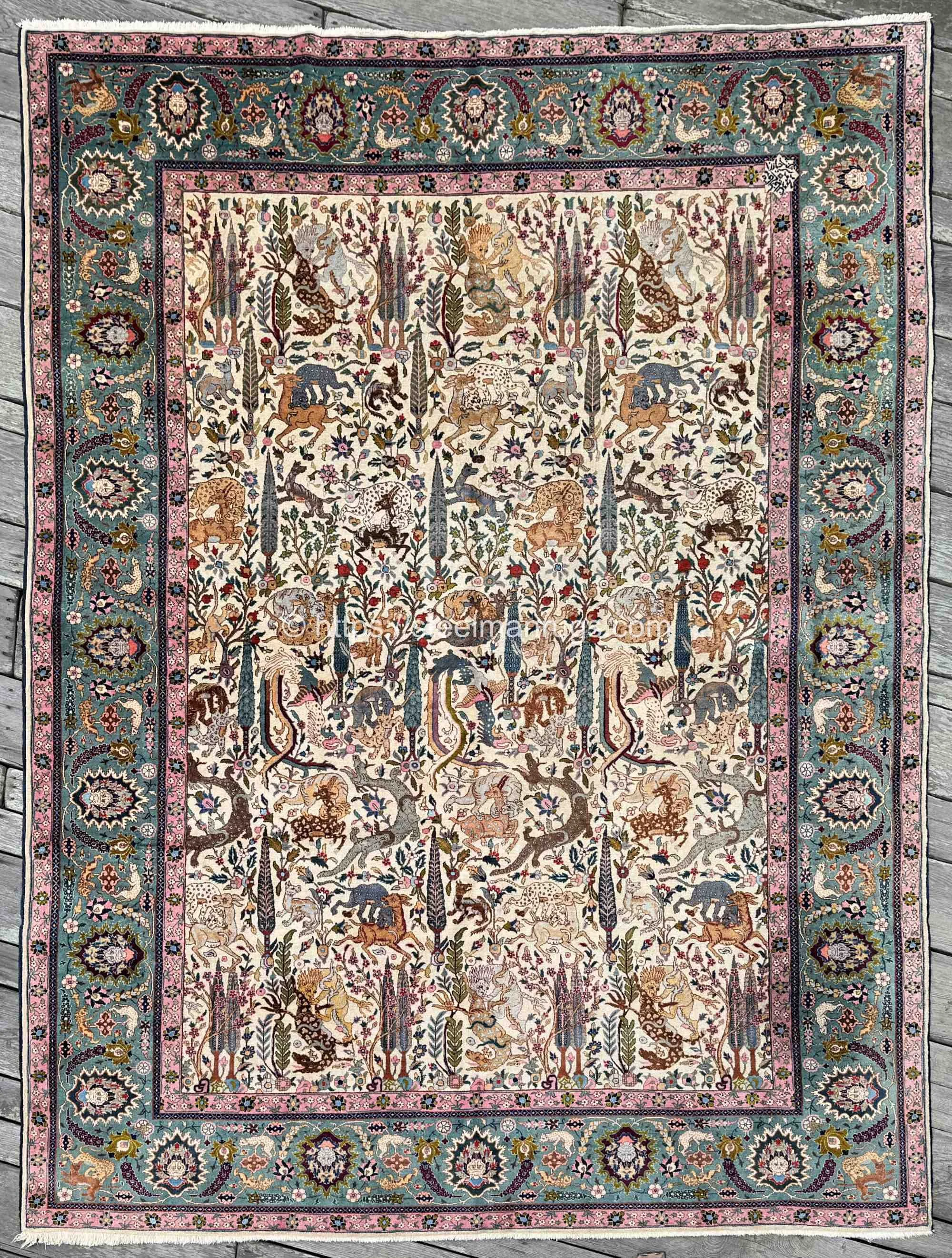 antique Benlian Tabriz rug