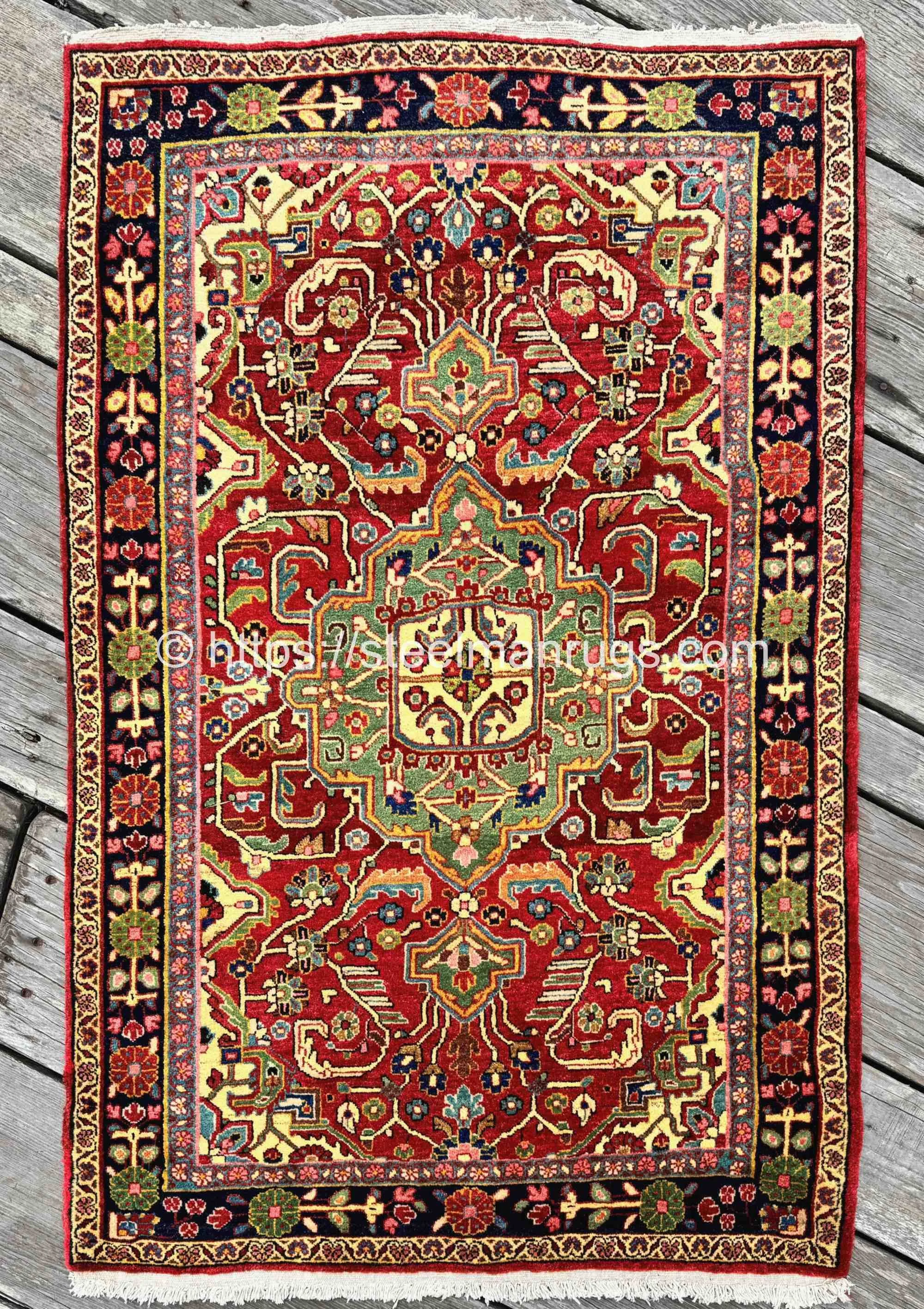 semi antique vintage persian sarouk colorful rug