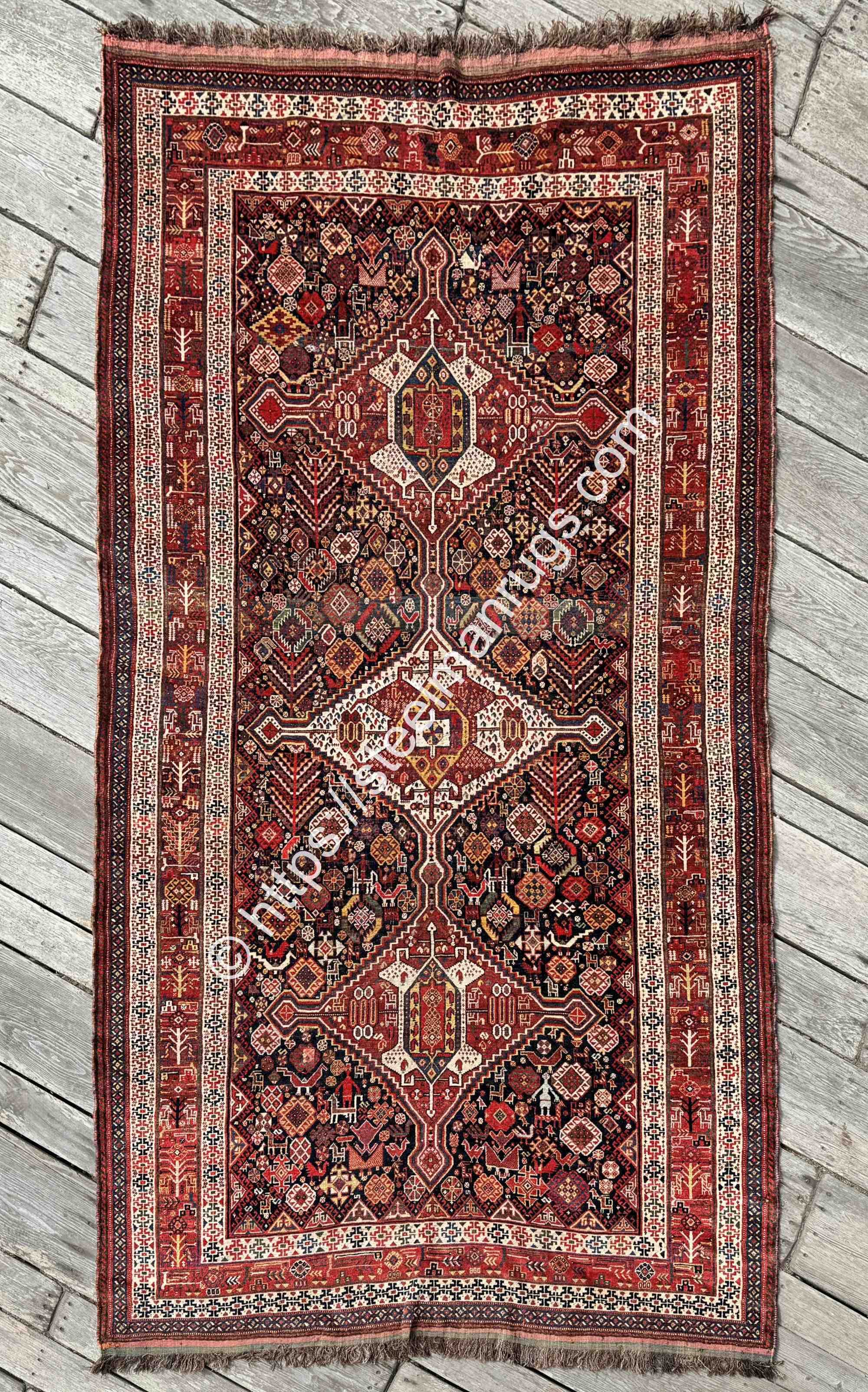 Antique Persian Khamseh Rug 6'2"x12'0" Tribal Work of Art