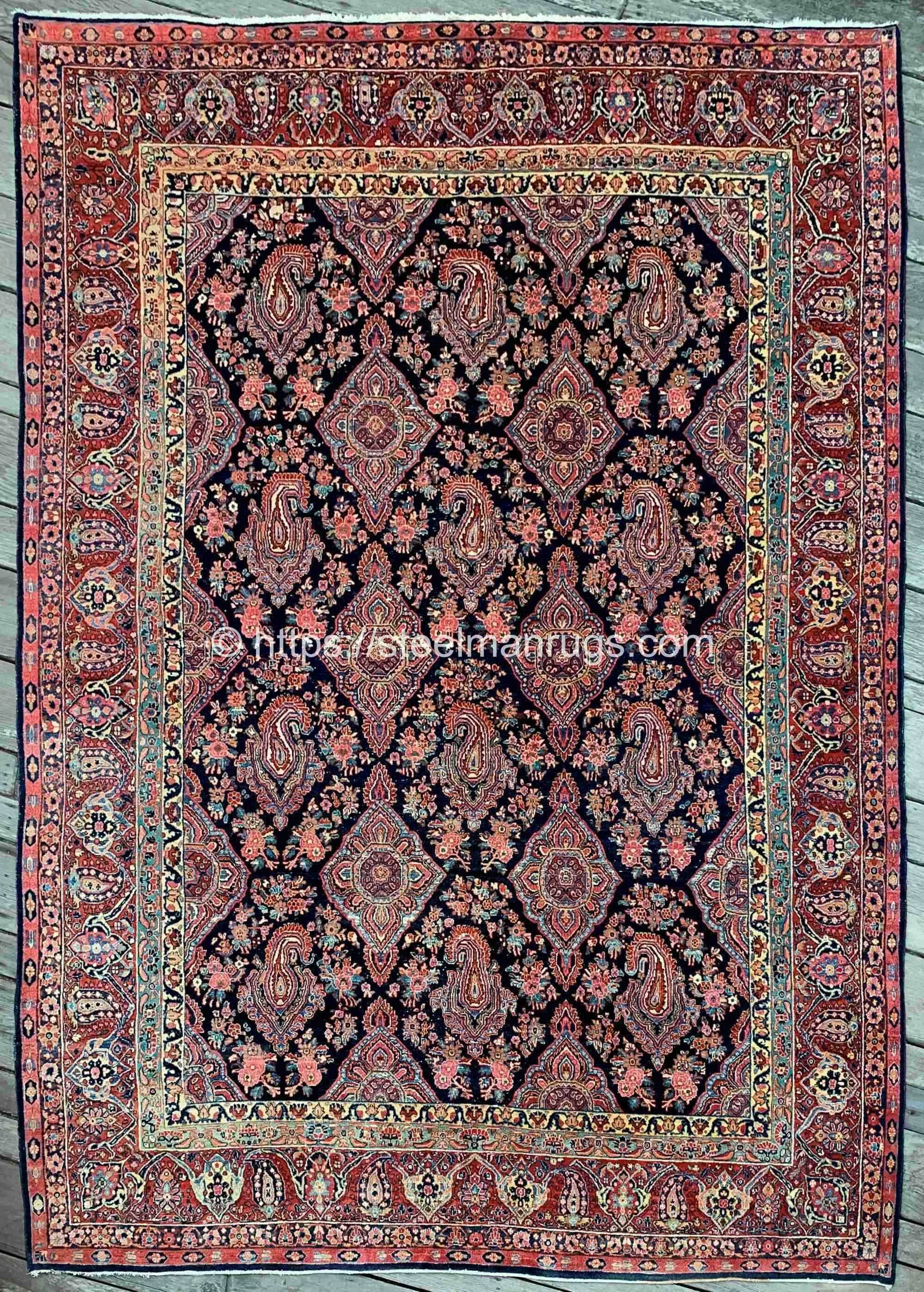 Antique Persian Sarouk Rug 10'3"x14'2" Magnificent Blue Jewel