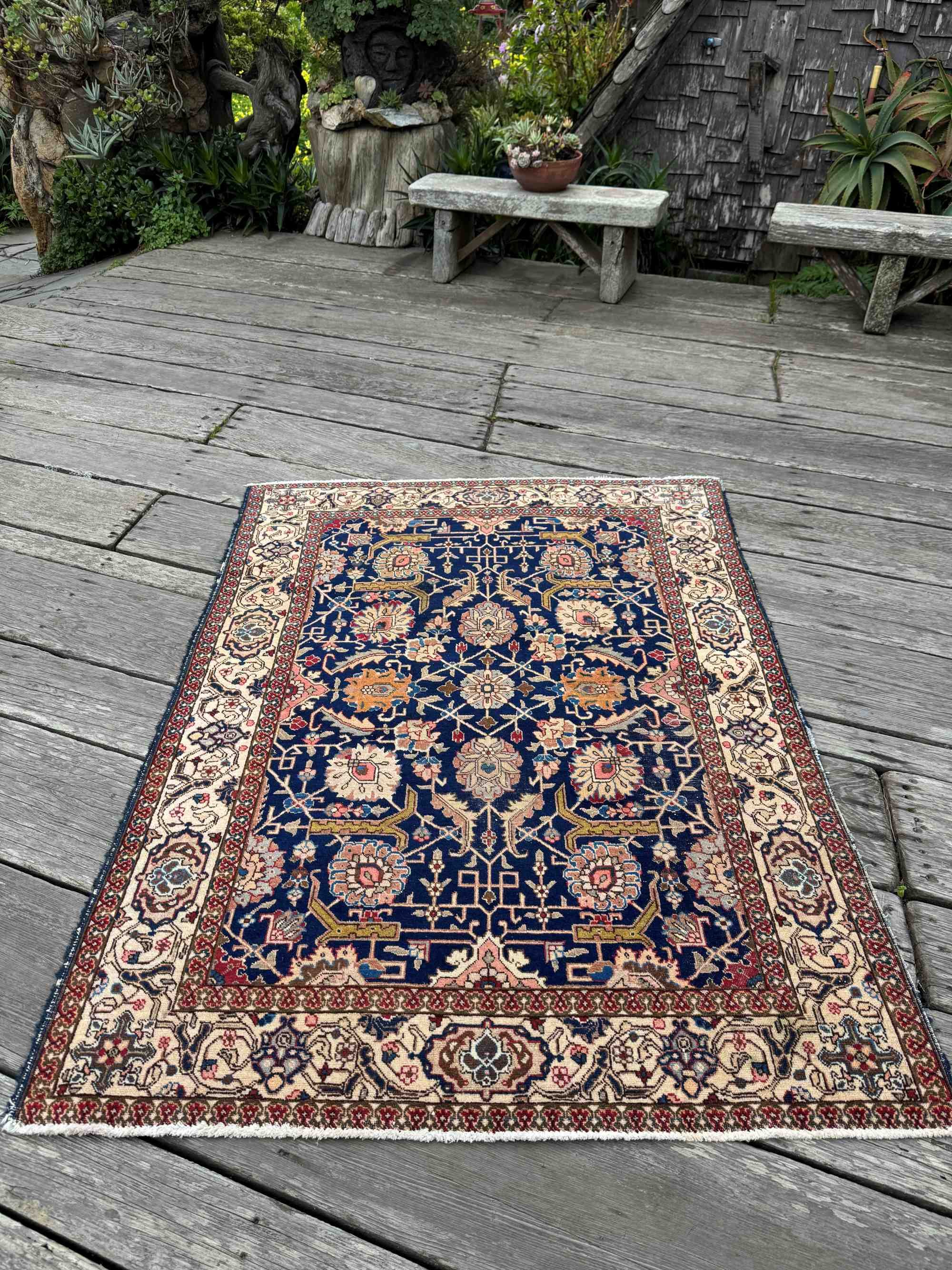 vintage area rugs blue