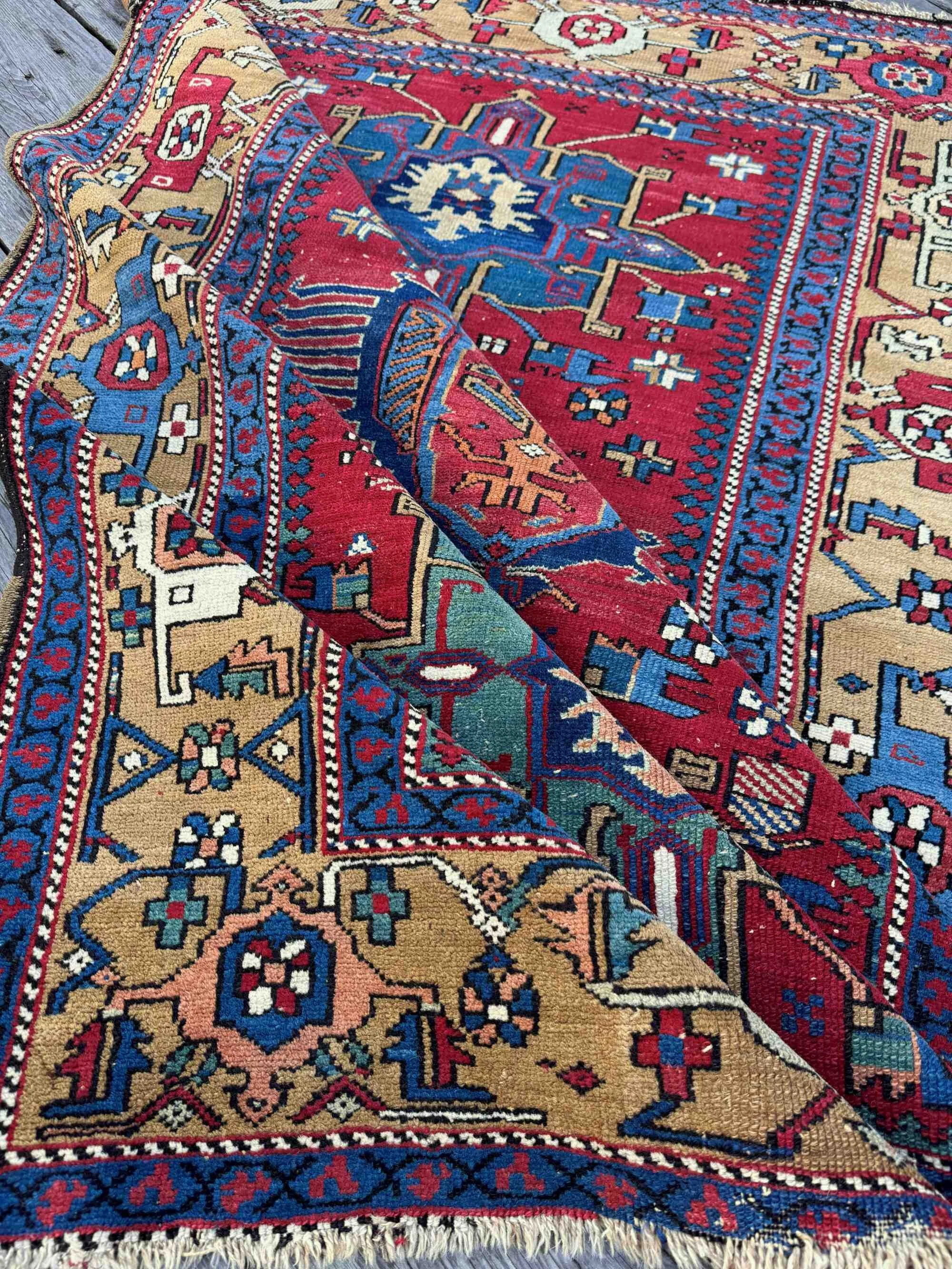 antique tribal Qarajeh Heriz Karaja rugs