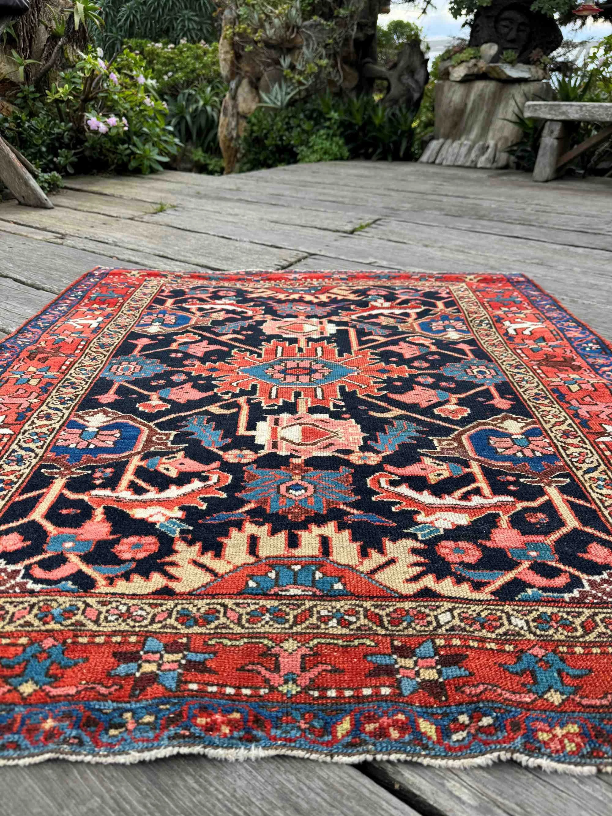 antique karaja heriz accent rug