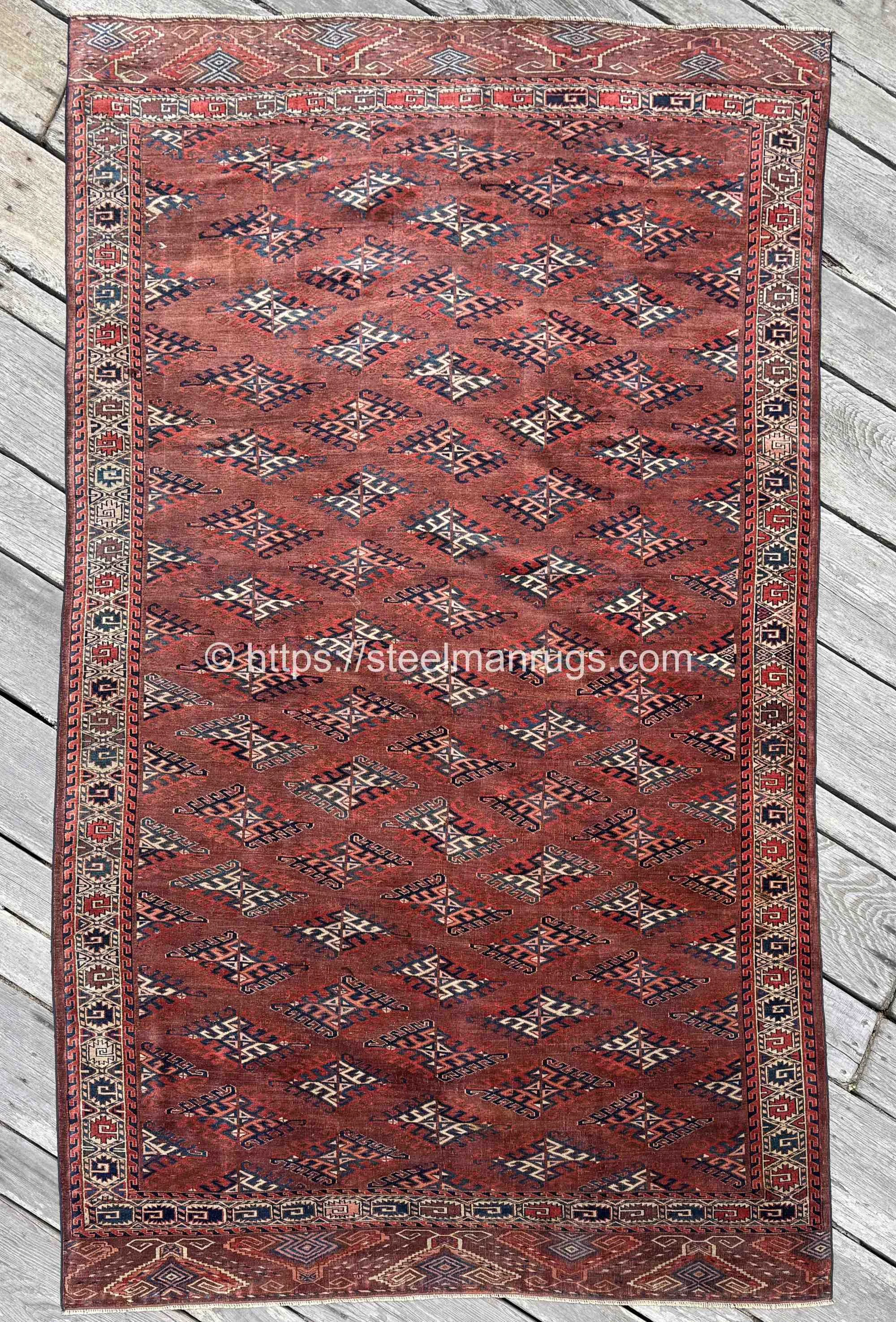Antique Turkmen Yomud Rug 6'2