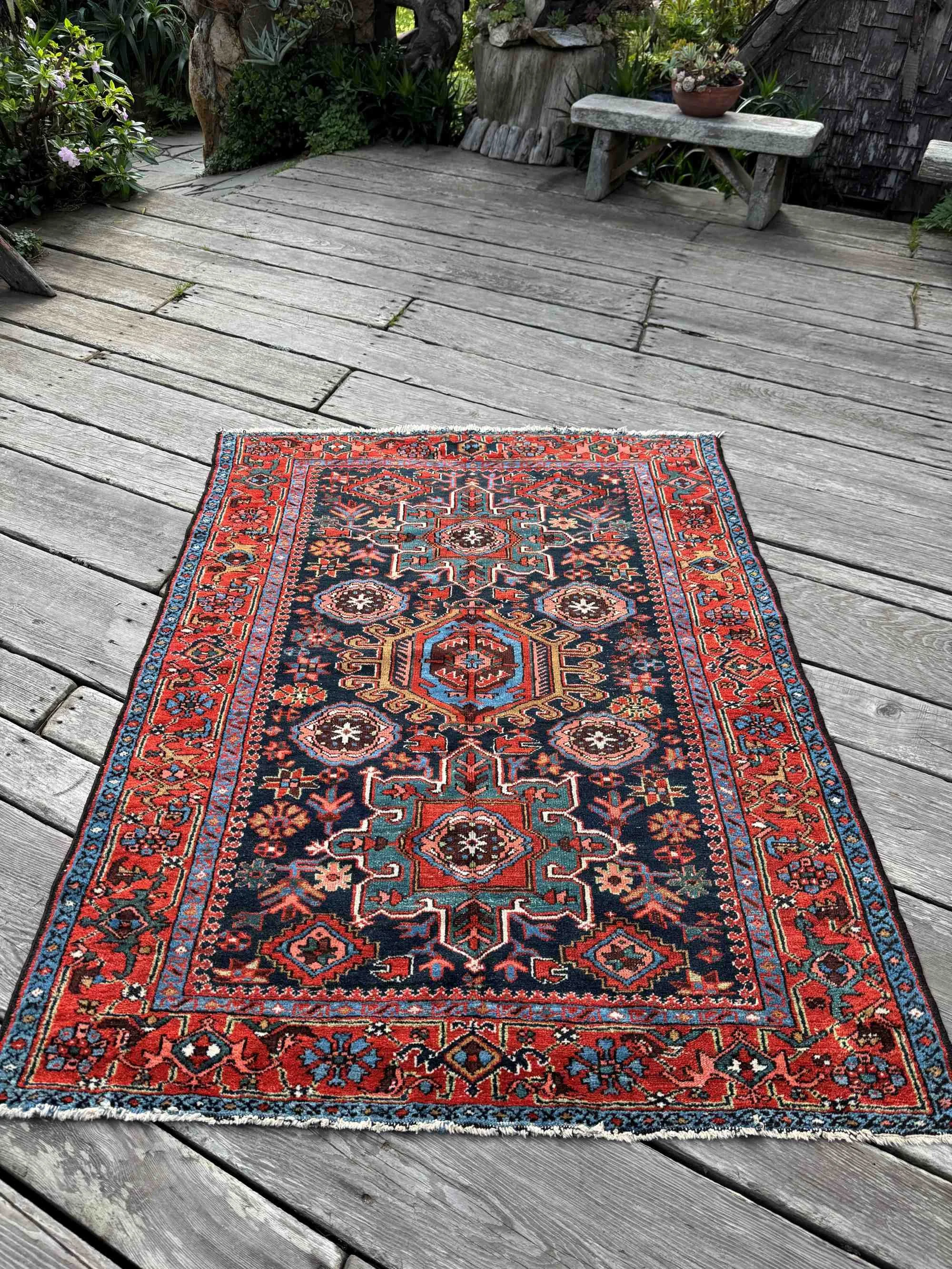 antique karaja heriz small rug