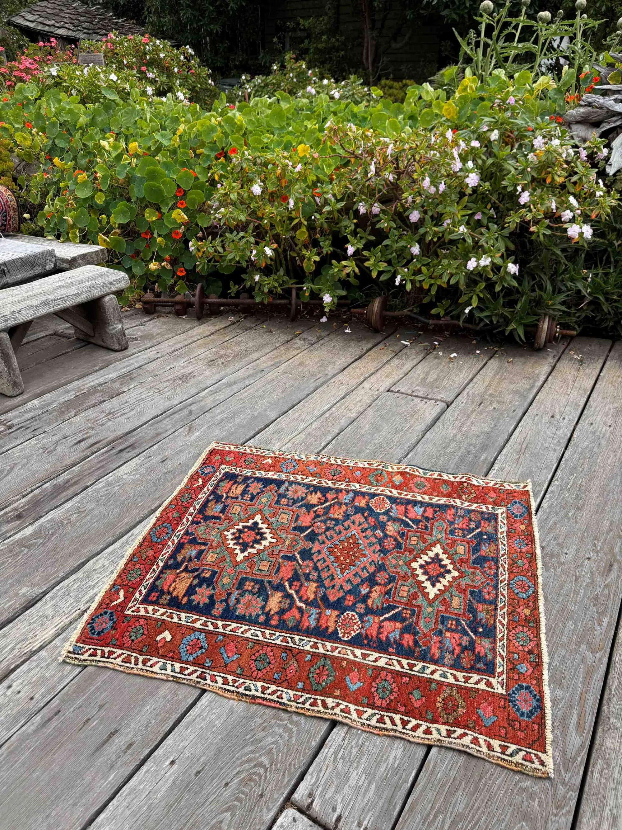 antique heriz rug navy blue