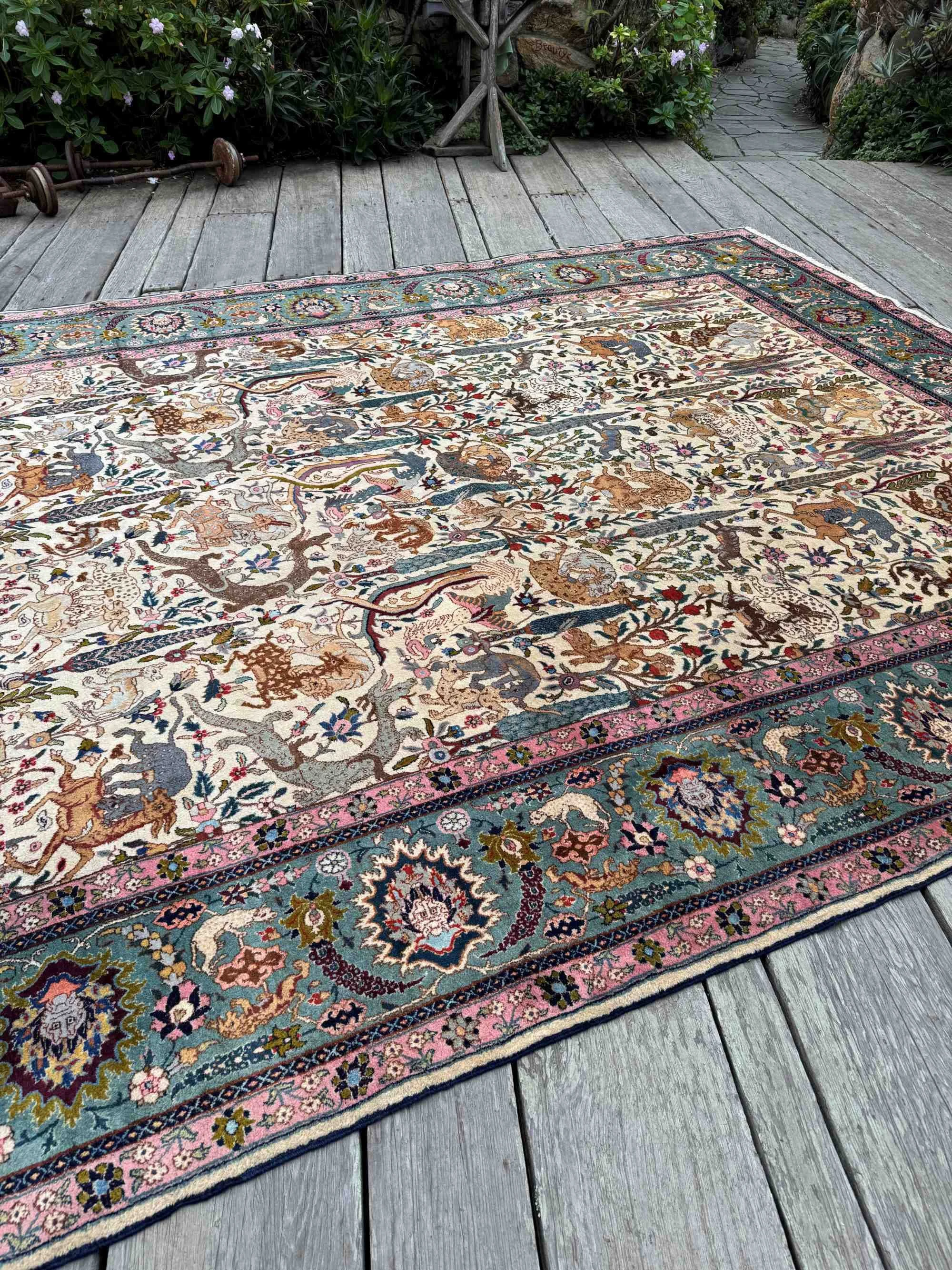antique Benlian Tabriz rug