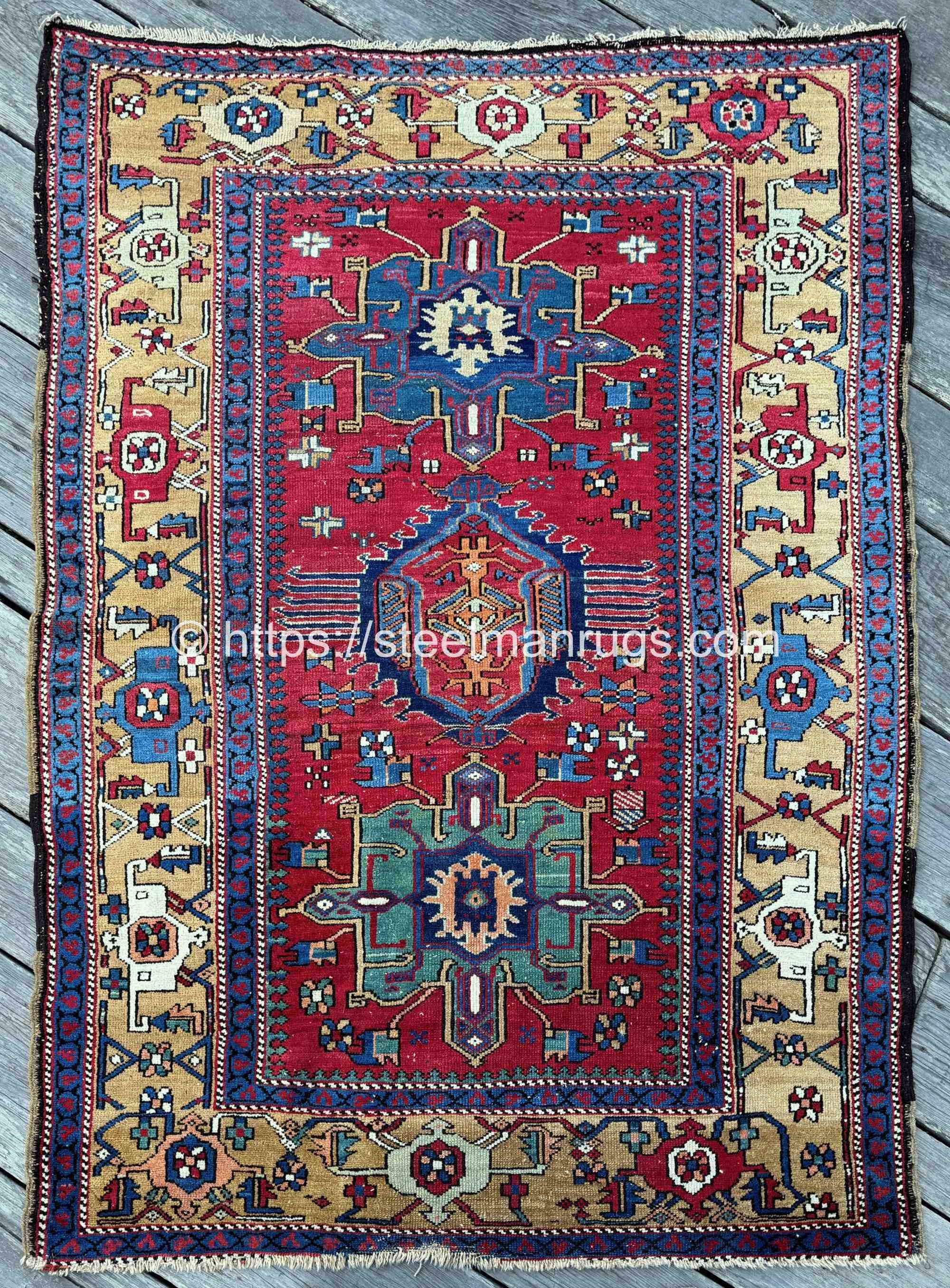 antique tribal Qarajeh Heriz Karaja rugs