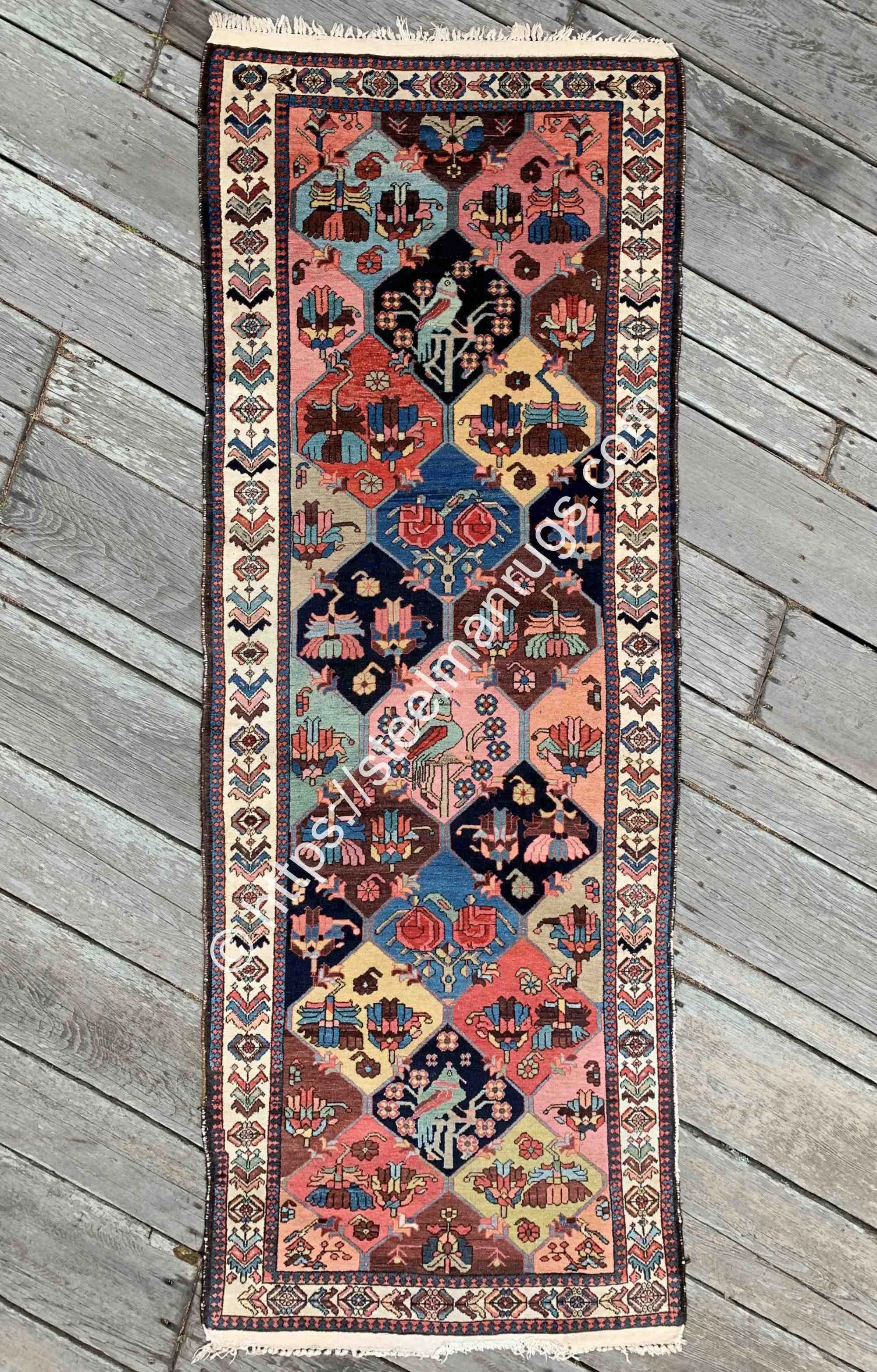 Antique Persian Bakhtiari Tribal Runner Rug 3’10”x10’ Best of Type
